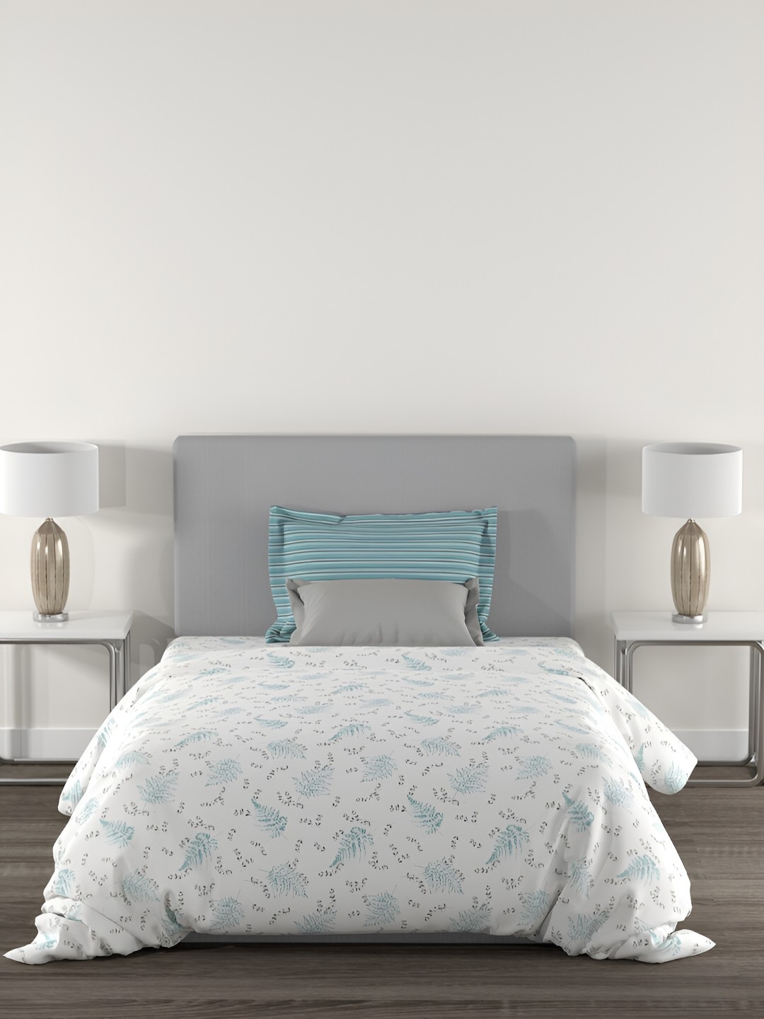 

MYTRIDENT Dionna Aqua Flat 144TC Single Cotton Bedsheet Set, Blue