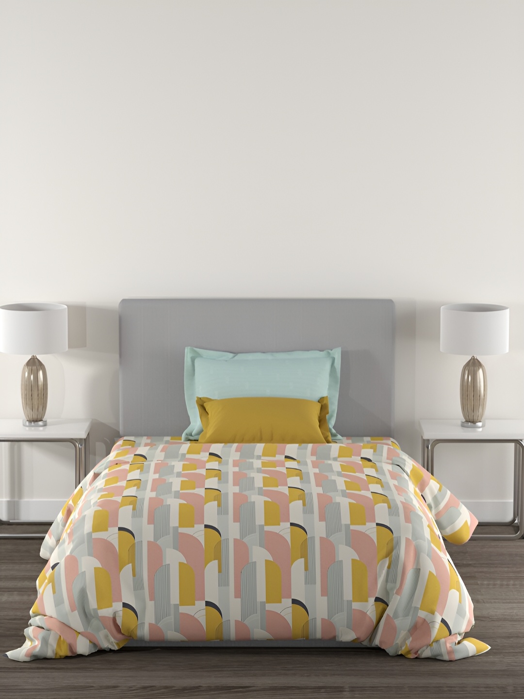 

MYTRIDENT Charleen Yellow Flat 144TC Single Cotton 1 Bedsheet with 1 Pillow Cover