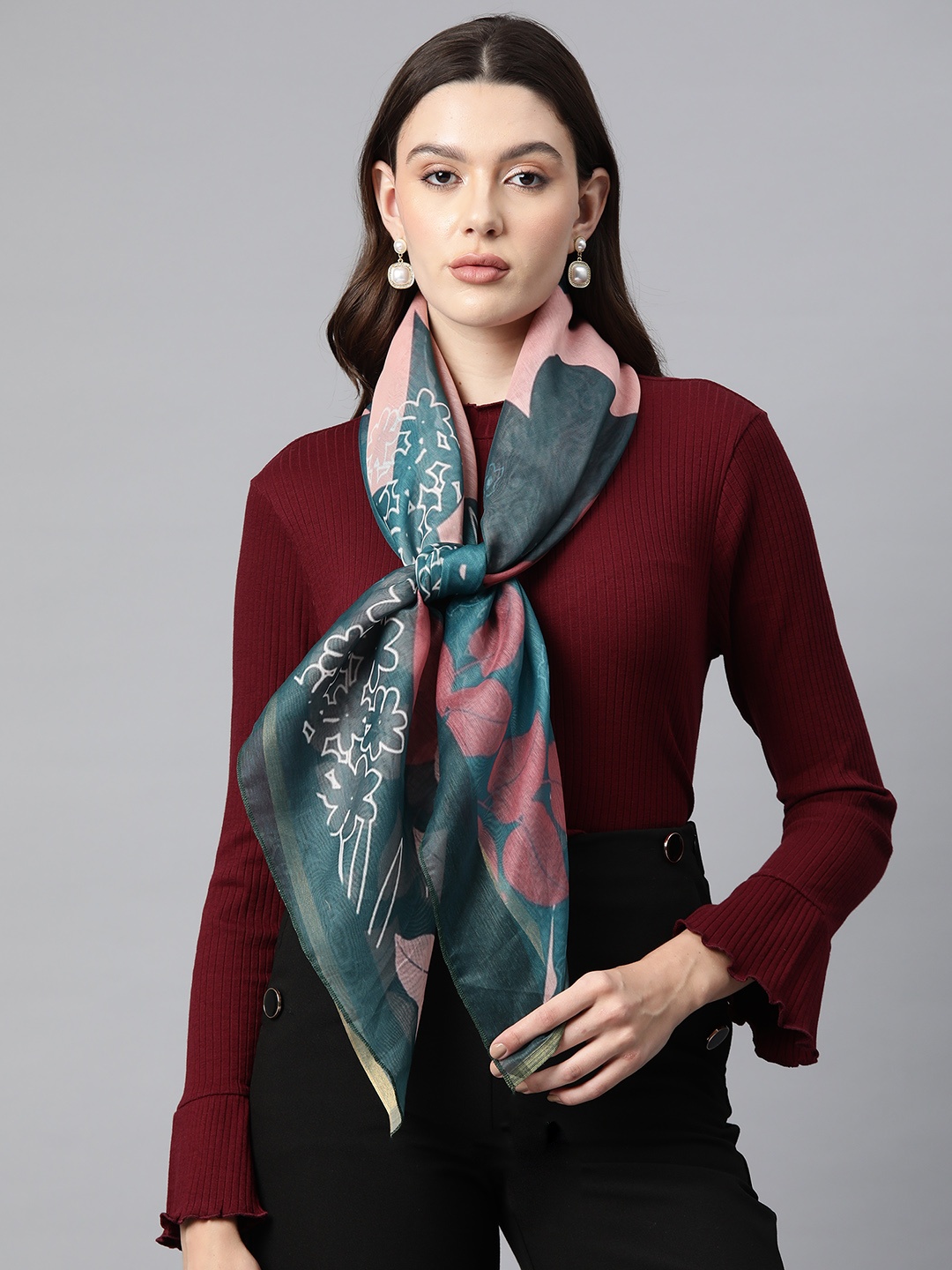 

Silk Land Women Printed Scarf, Peach