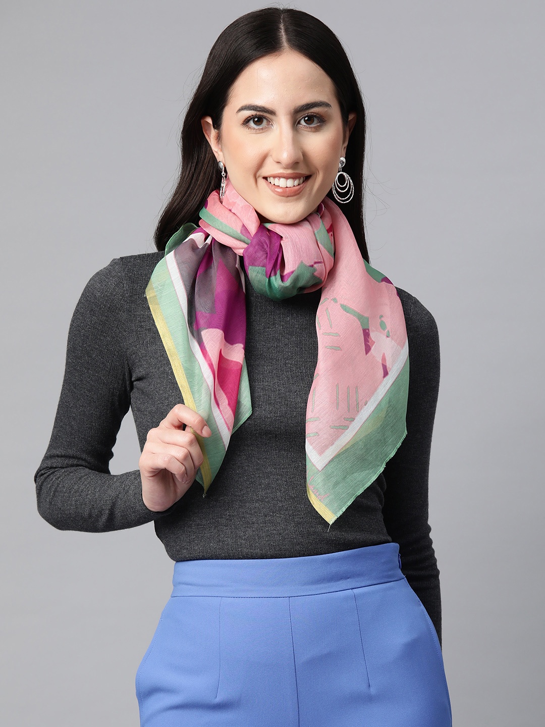 

Silk Land Women Printed Scarf, Peach