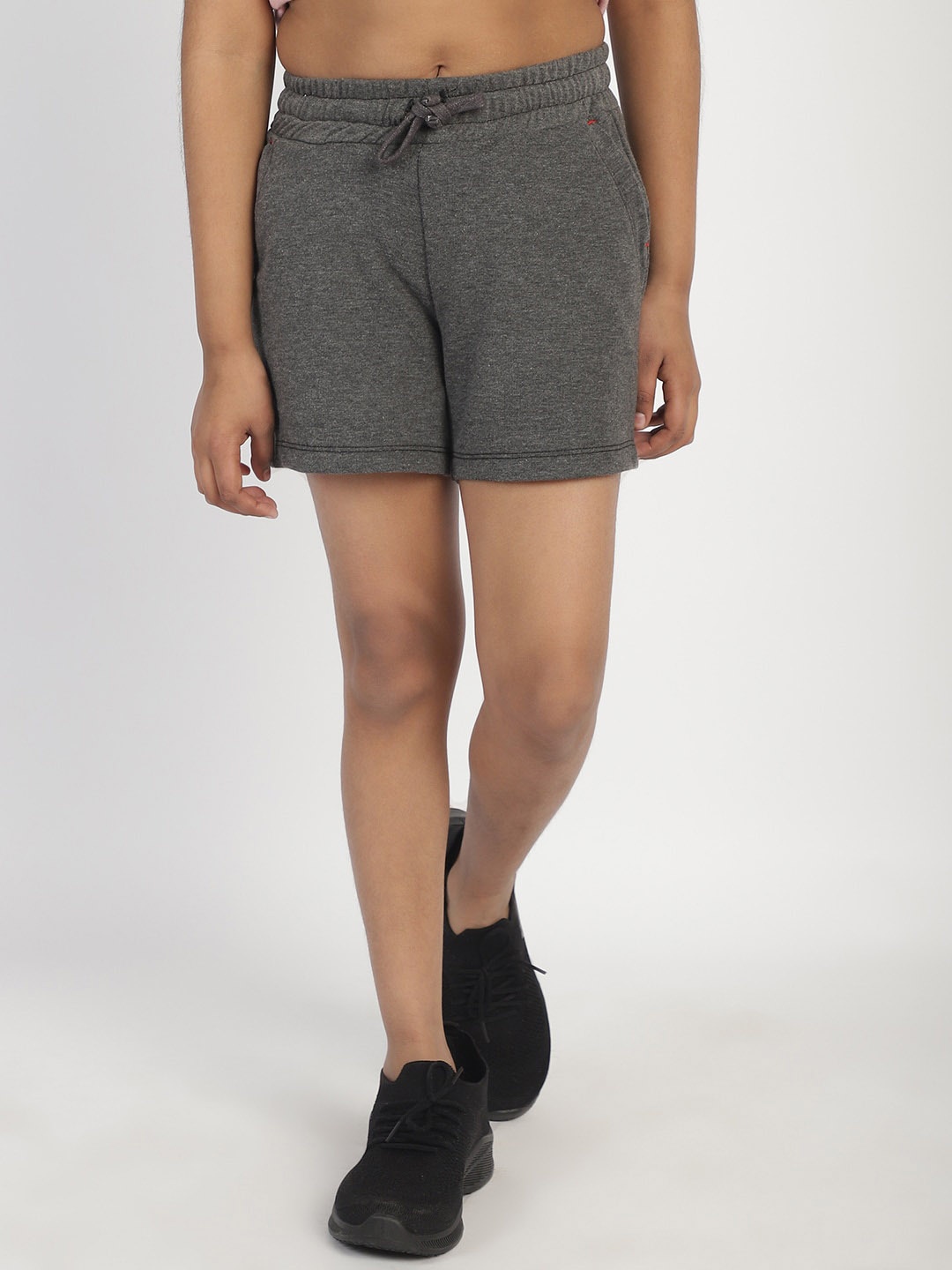 

Rute Girls Slim Fit Yoga Cotton Sports Shorts, Grey melange