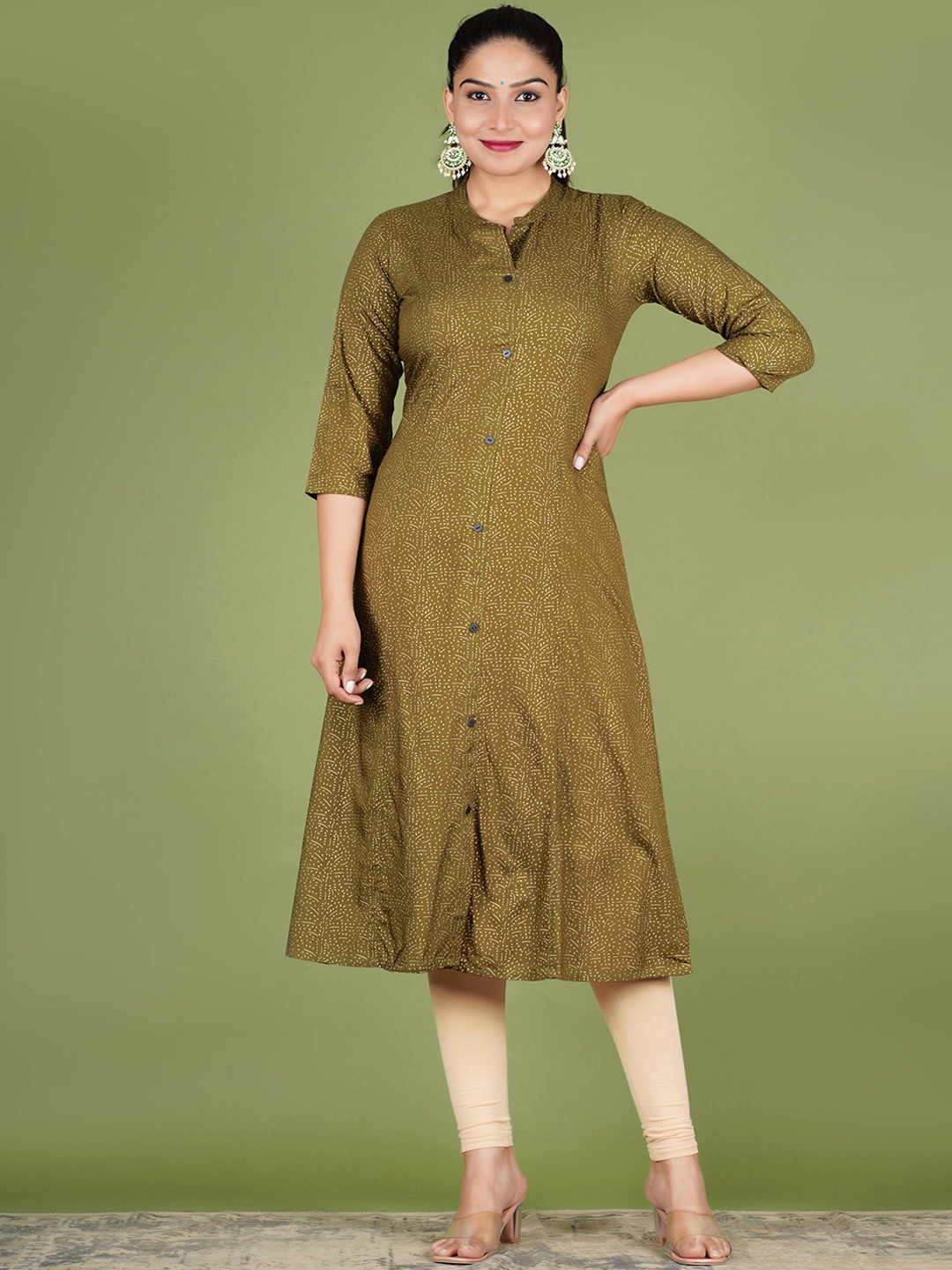 

PARIKSHIT Abstract Printed Mandarin Collar A-Line Kurta, Brown