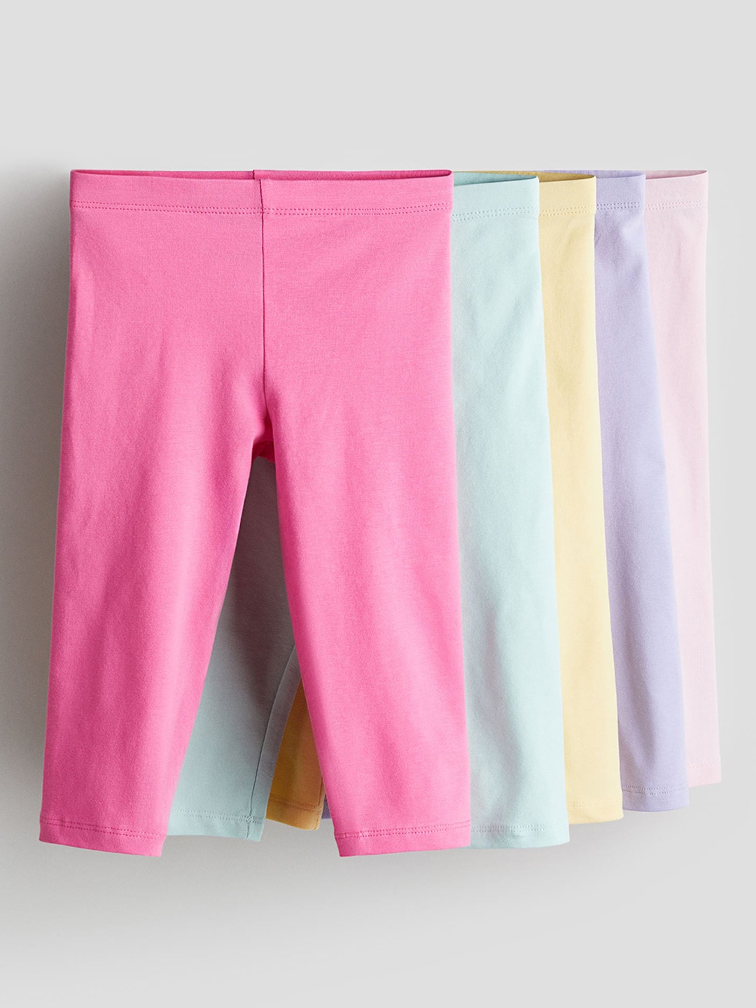 

H&M Girls 5-Pack Cotton Capri Leggings, Pink
