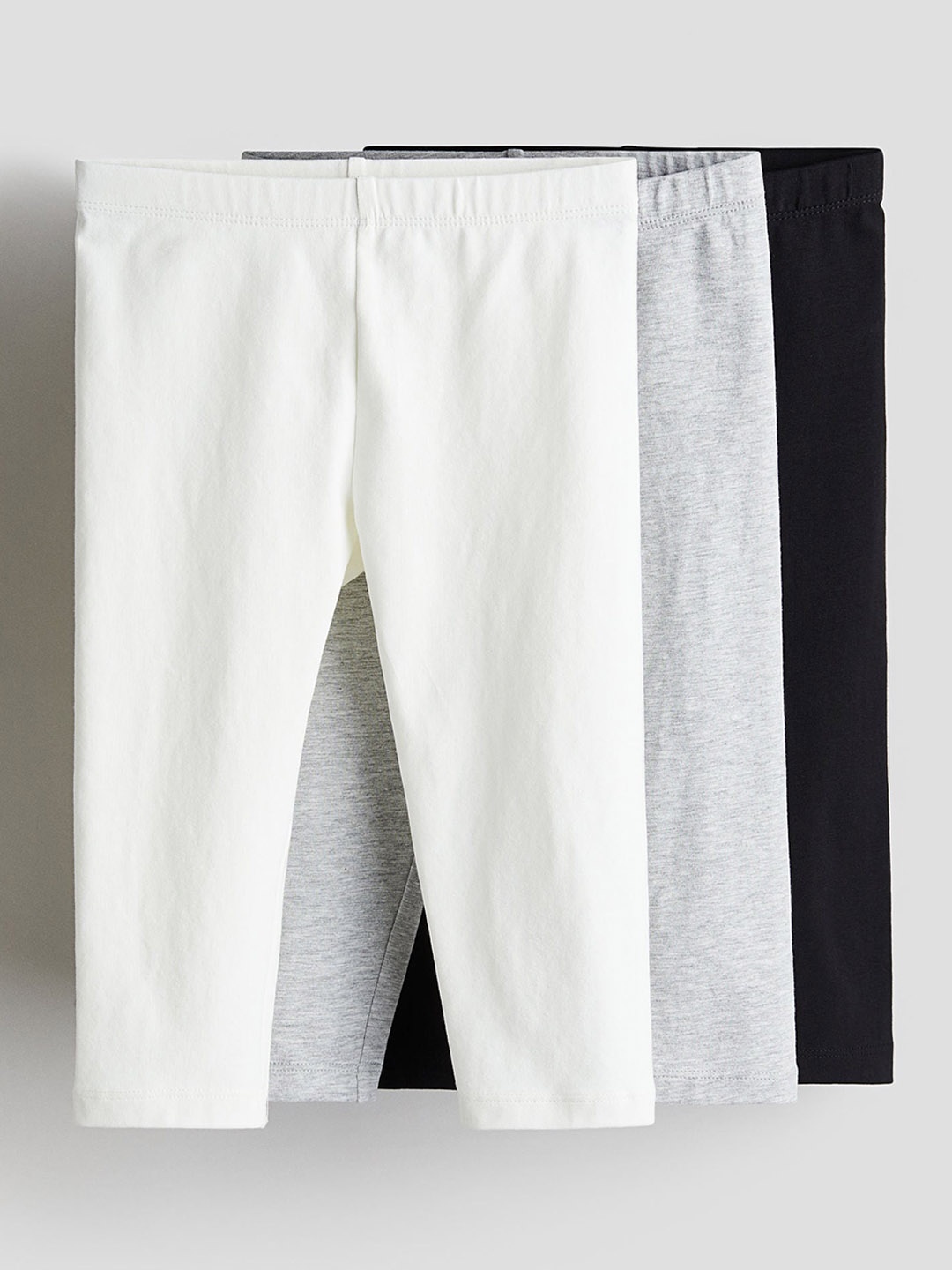 

H&M Girls 3-Pack Cotton Leggings, White