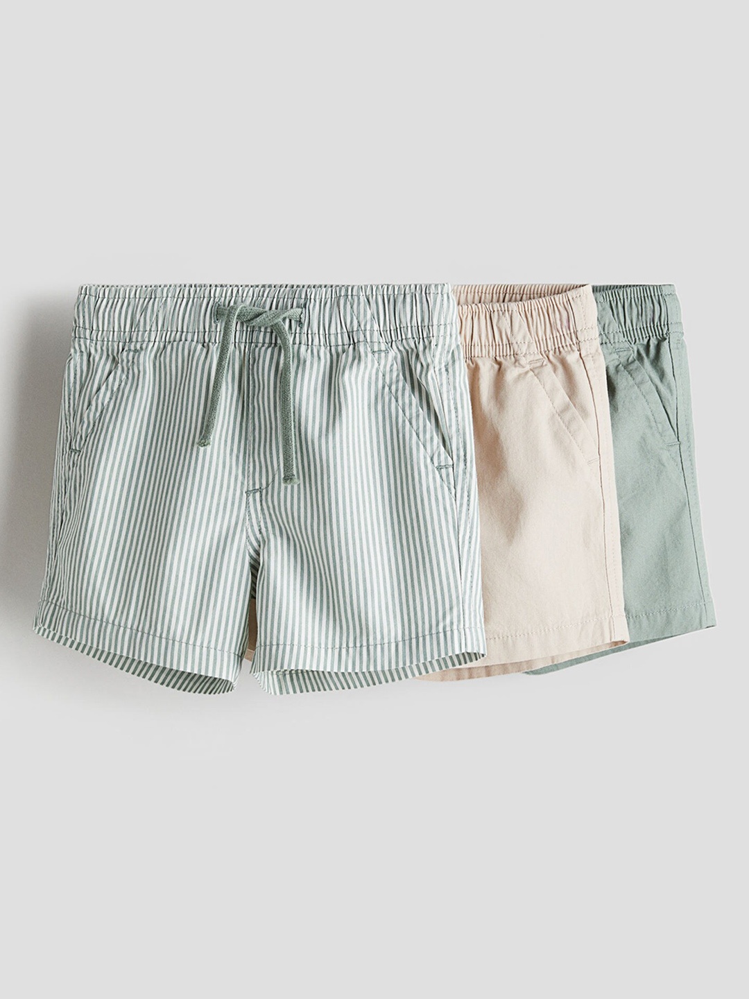 

H&M Boys 3-Pack Cotton Shorts, Beige