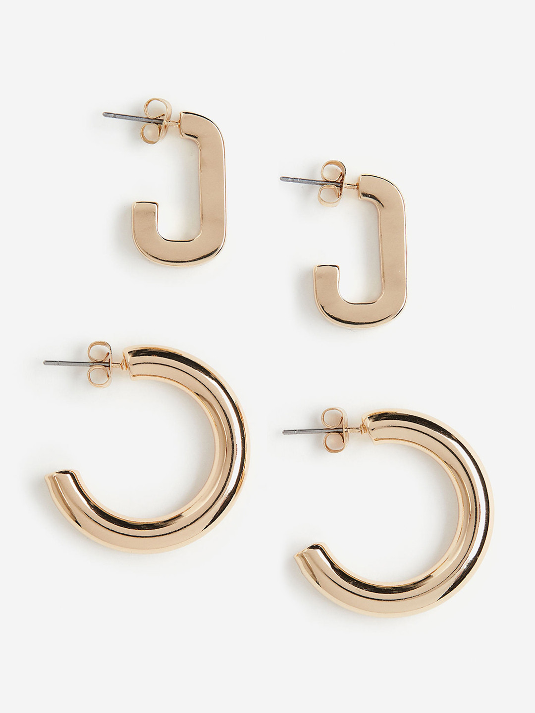 

H&M 2 Pairs Hoop Earrings, Gold