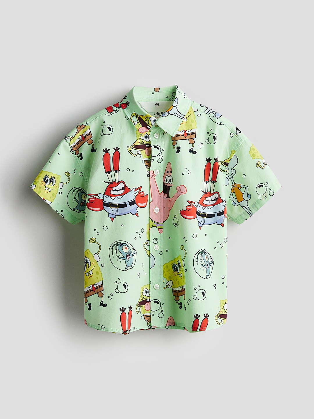 

H&M Boys Patterned Cotton Shirt, Green