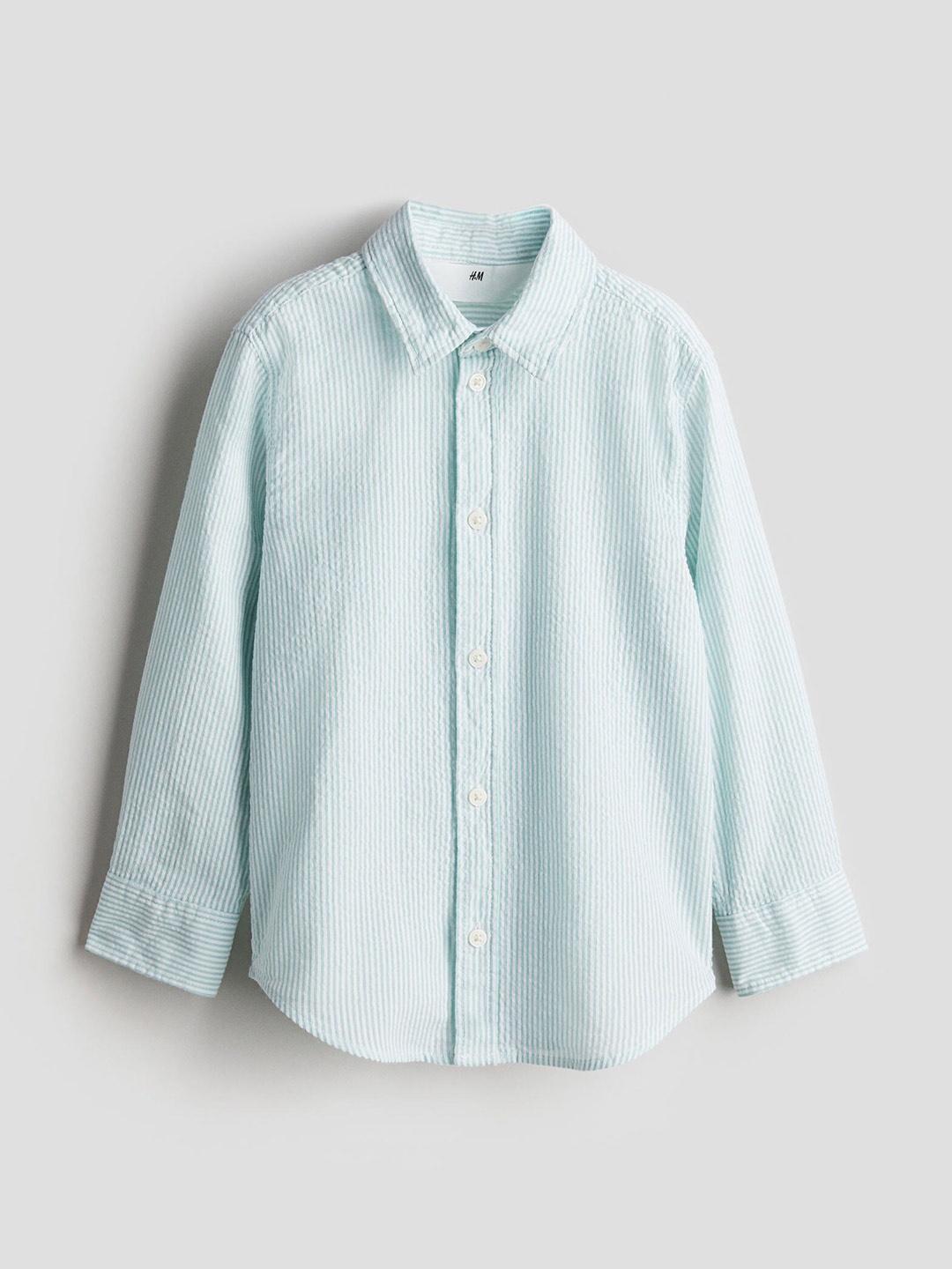 

H&M Boys Long-Sleeved Cotton Shirt, Green