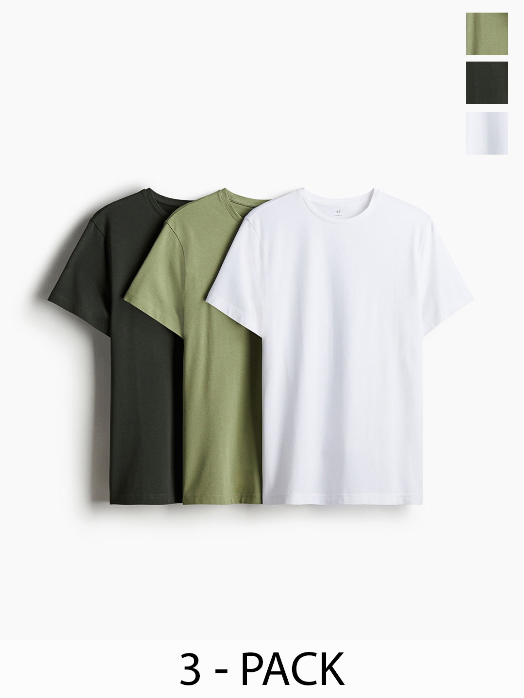 

H&M Men 3-Pack Slim Fit T-shirts, White