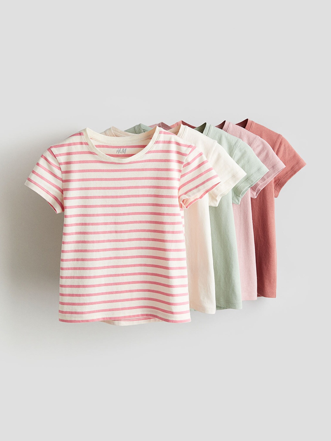 

H&M Girls Pack Of 5 Cotton T-Shirts, Pink