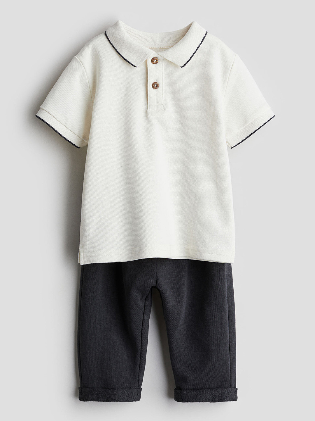 

H&M Boys 2-Piece Polo Shirt And Trousers Set, White