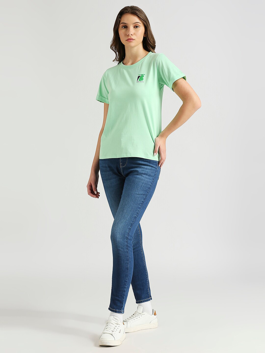 Pepe Jeans Typography Printed Round Neck Short Sleeves Cotton T-shirt, Green