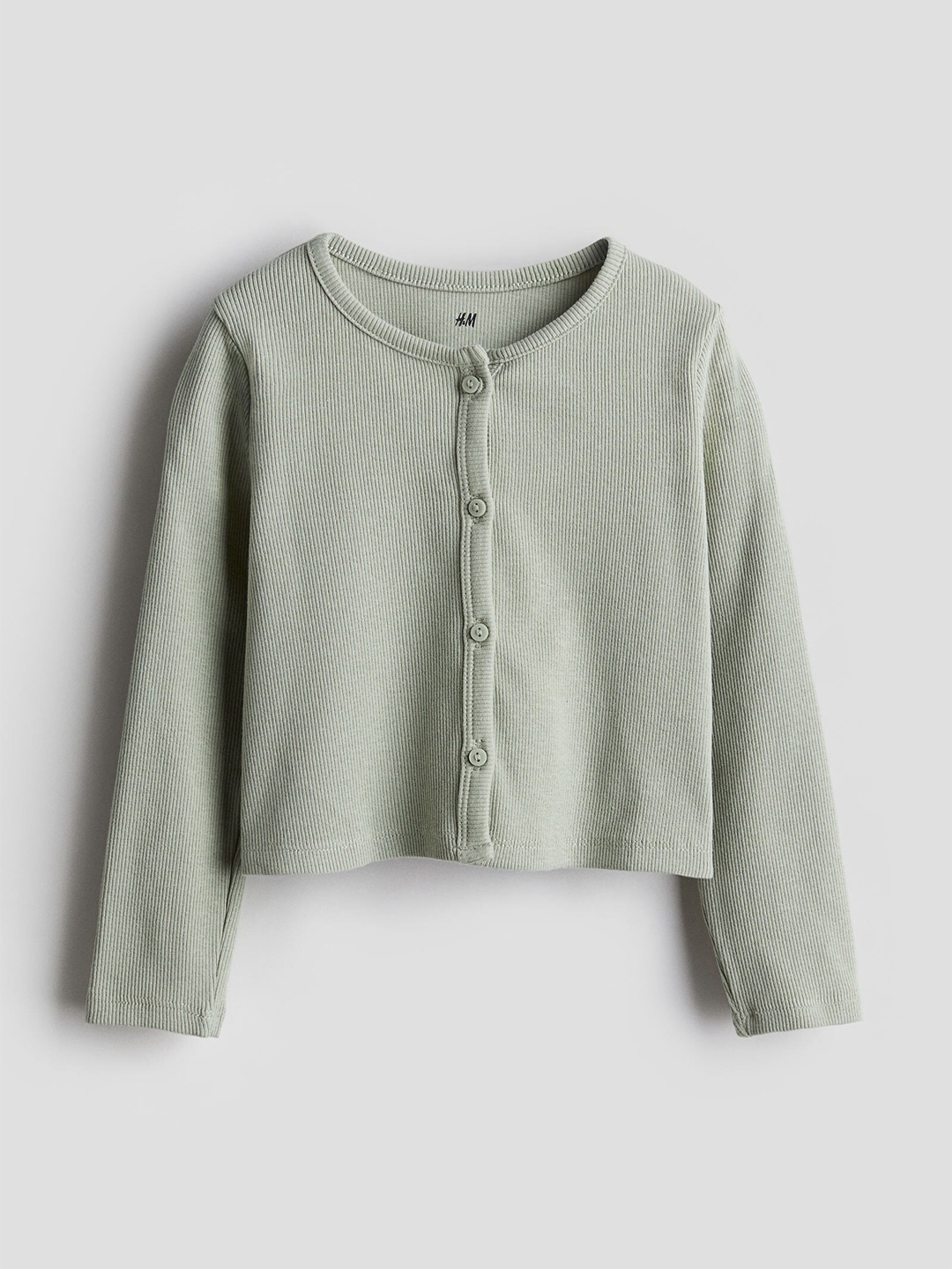 

H&M Girls Ribbed Jersey Cardigan, Green