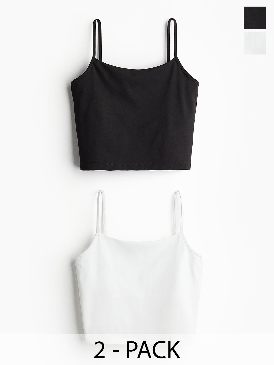 

H&M Women 2-Pack Integral-Bra Sports Tops, Black