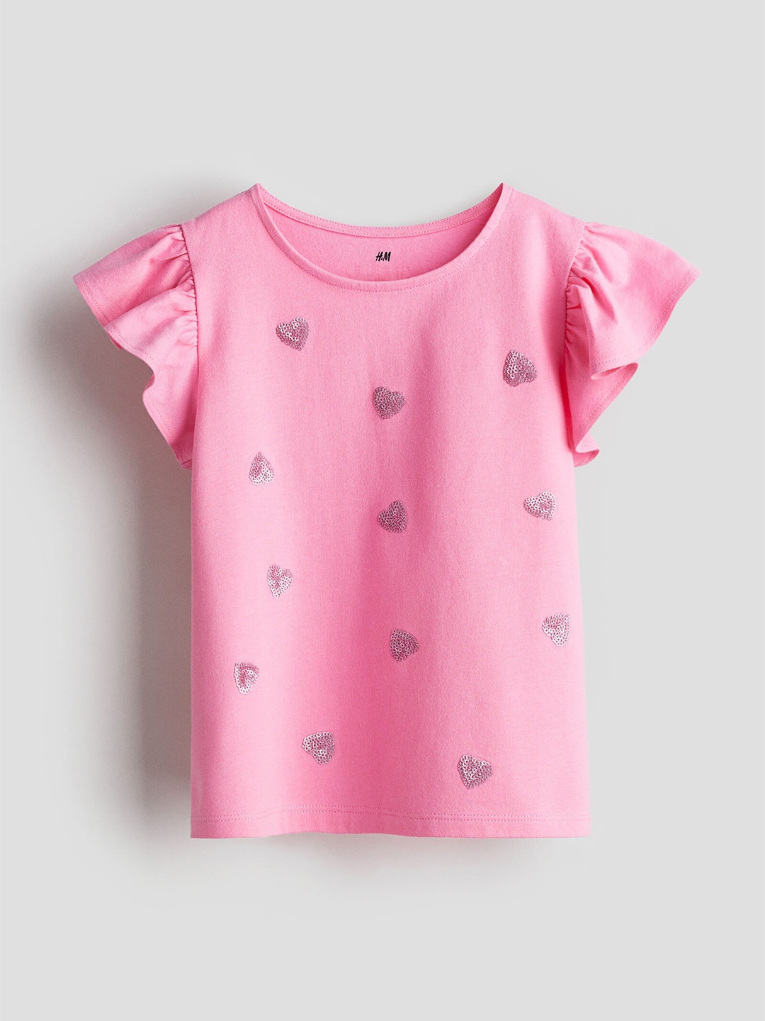 

H&M Girls Flutter-Sleeved Top, Pink