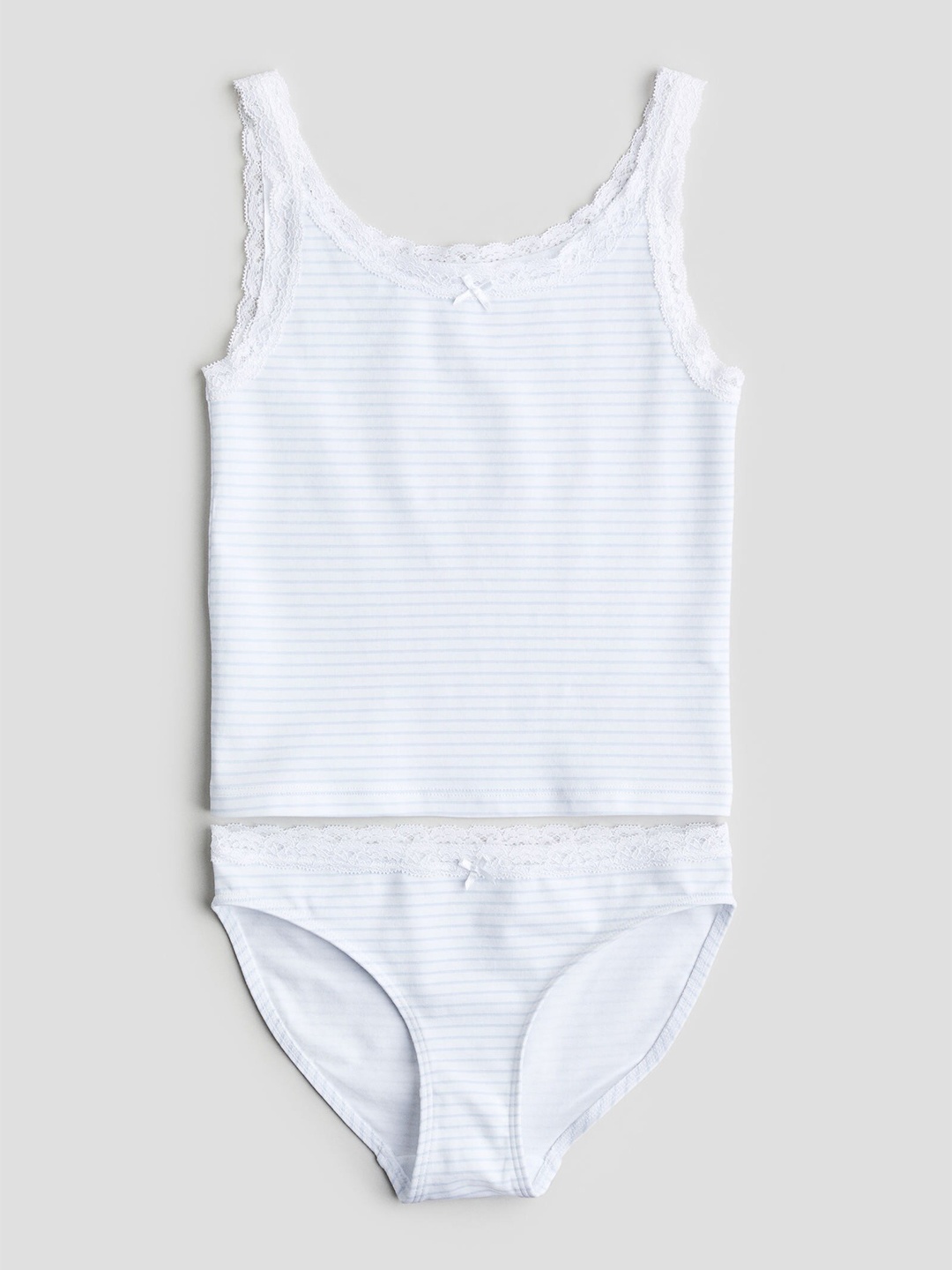 

H&M Girls Cotton Jersey Vest Top And Briefs, White