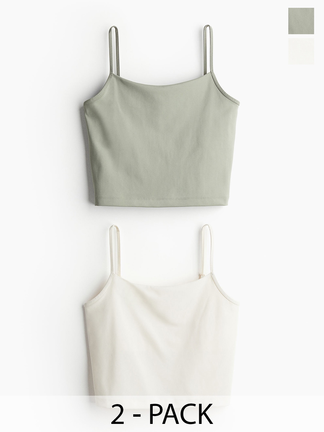 

H&M Women 2-Pack Integral-Bra Sports Tops, Green