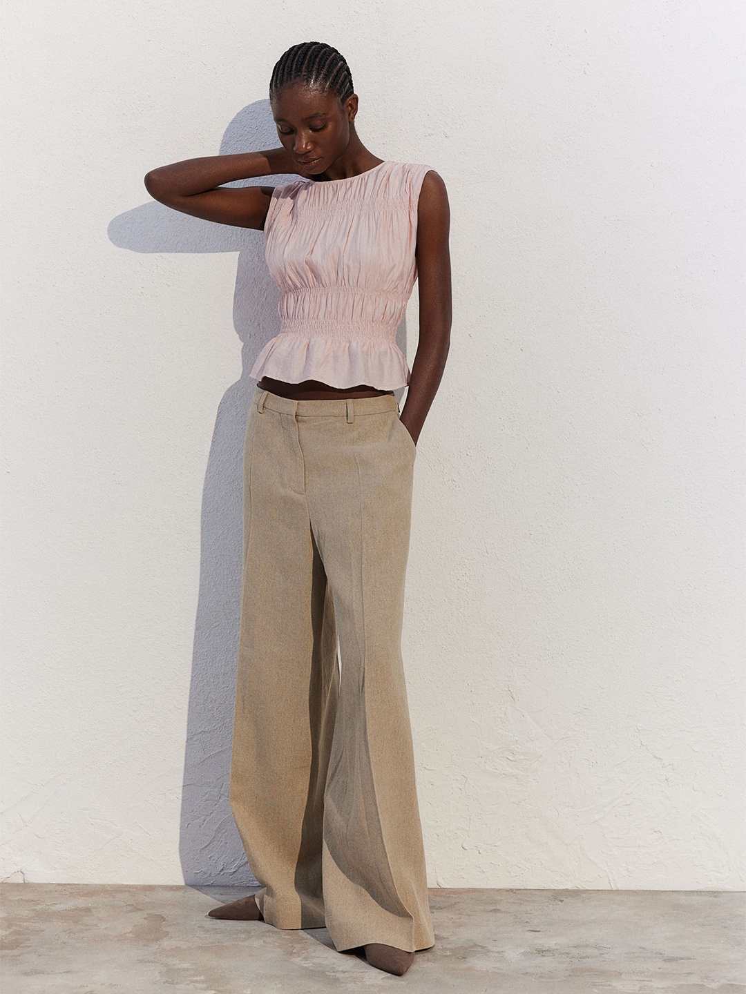 

H&M Smocked Top, Pink
