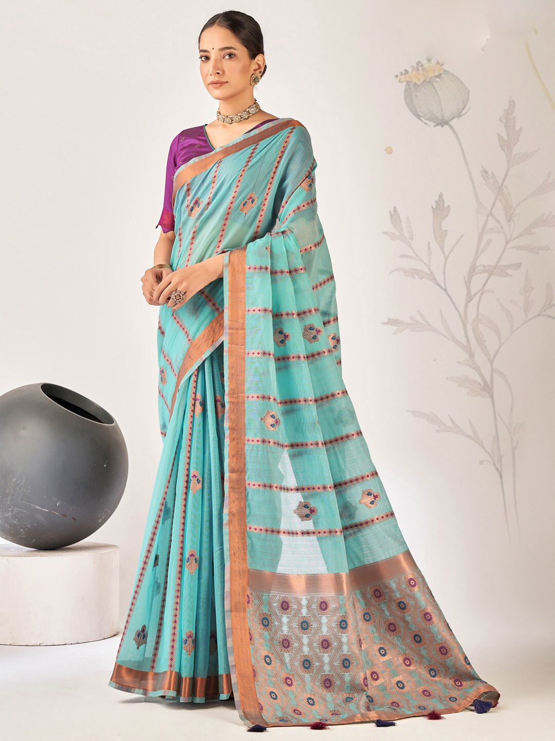 

Mitera Woven Design Zari Banarasi Saree, Blue