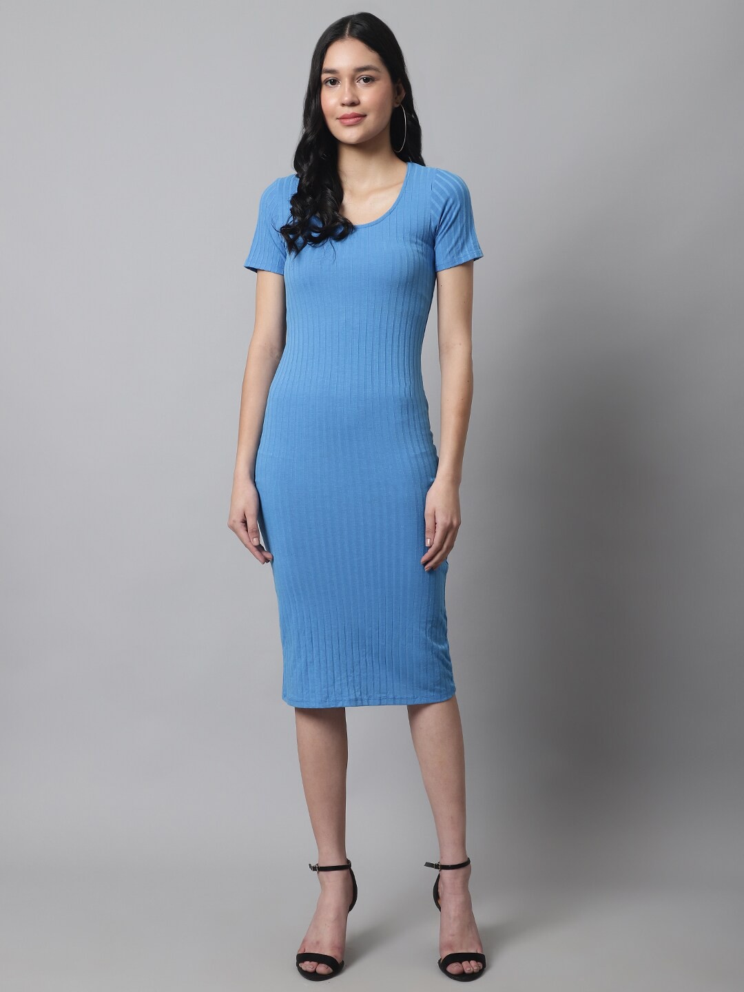 

NoBarr Round Neck Bodycon Dress, Blue