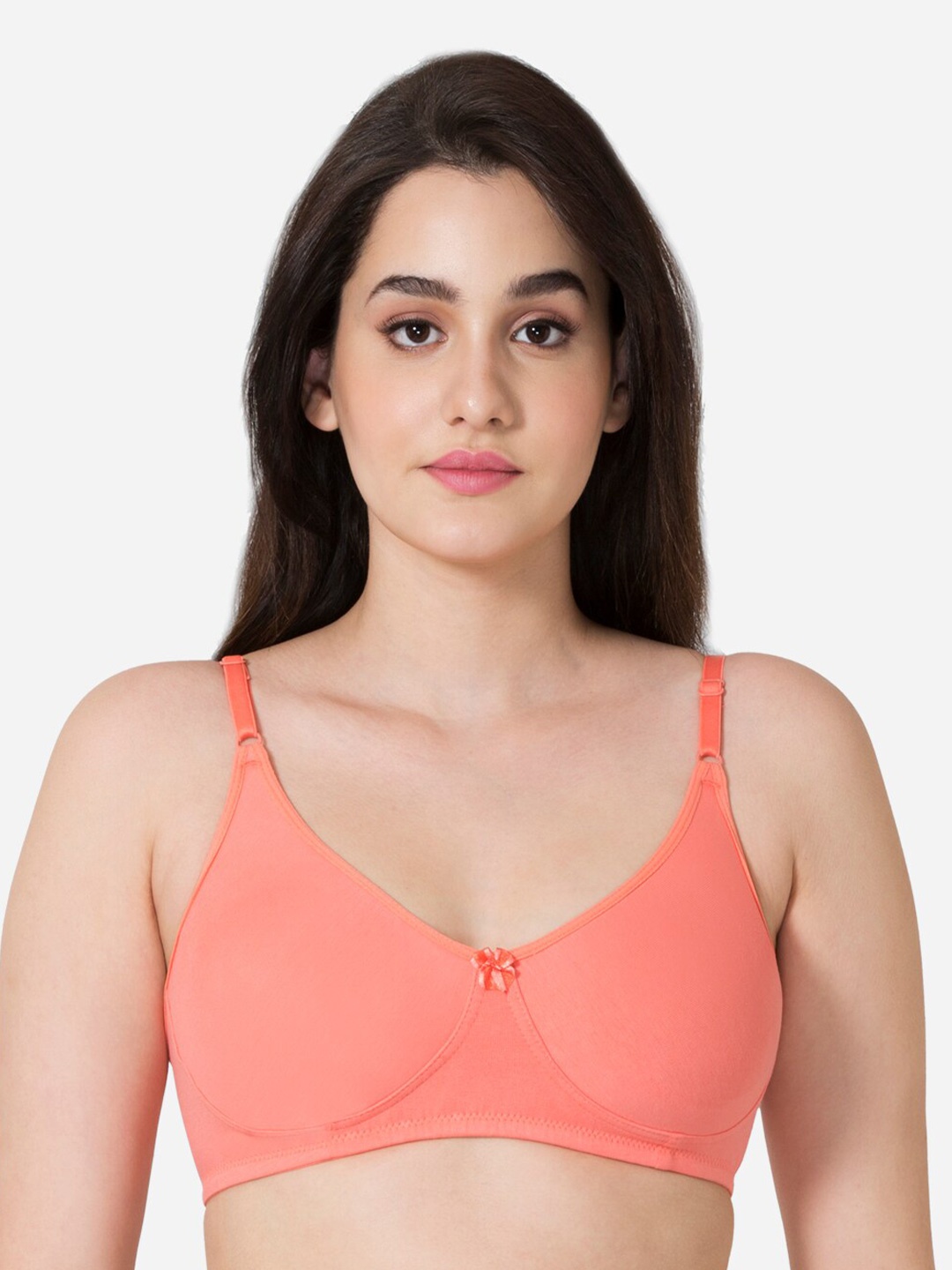 

VStar Medium Coverage Removable Padding Beginners Bra With All Day Comfort, Coral