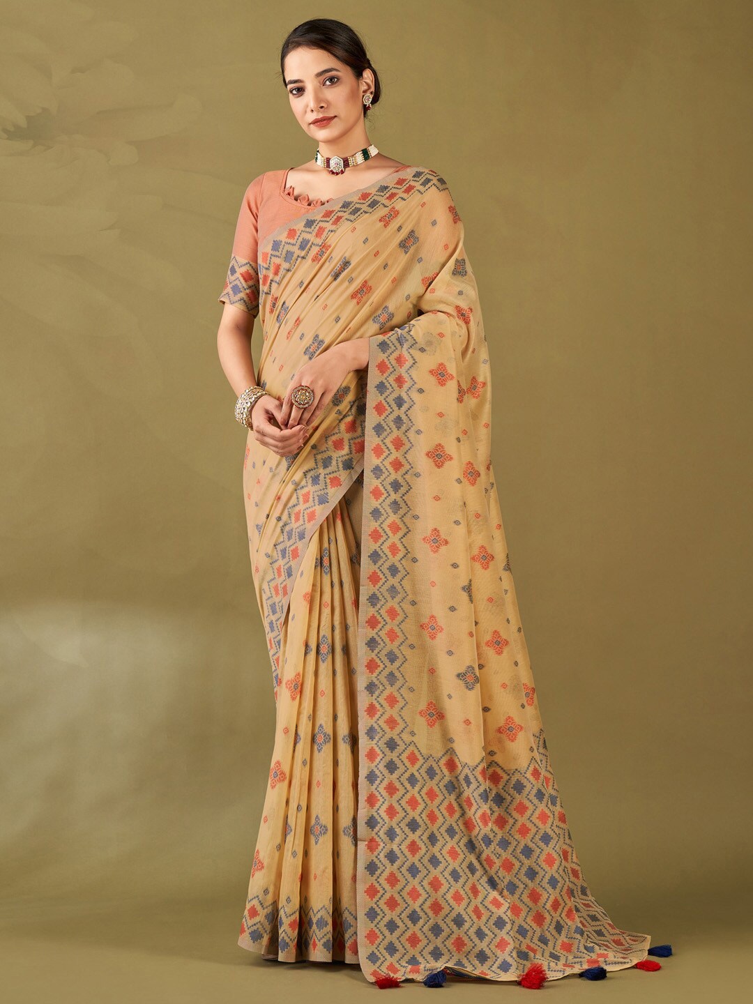 

Mitera Woven Design Zari Banarasi Saree, Beige