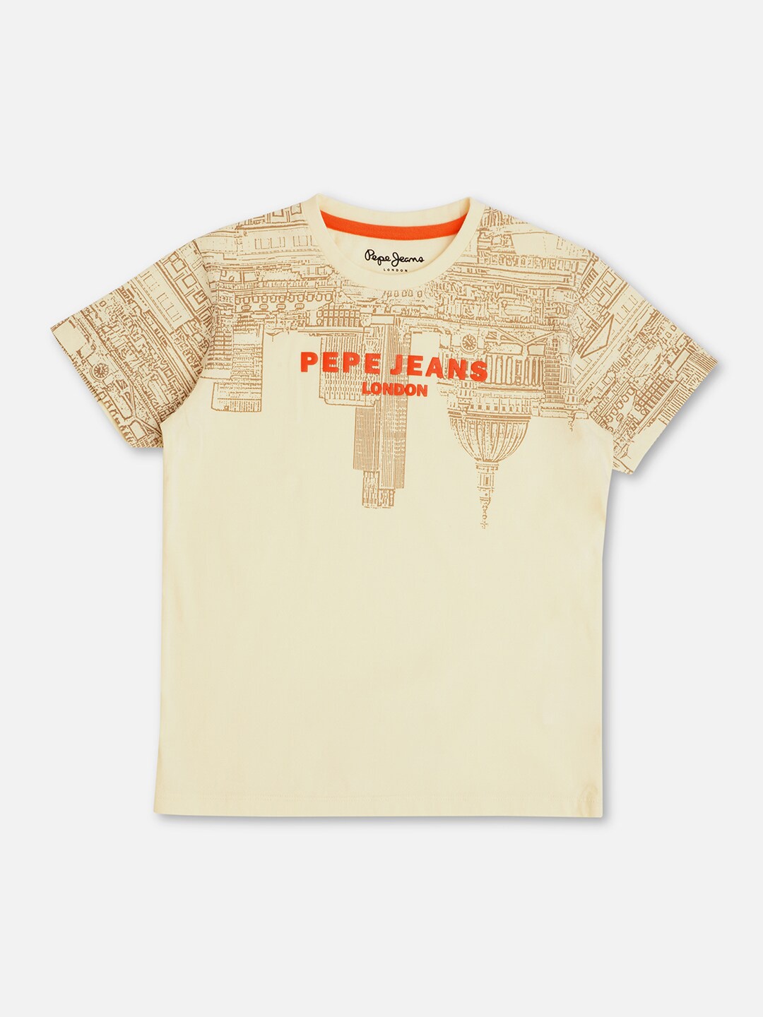 

Pepe Jeans Boys Graphic Printed Round Neck Short Sleeves Pure Cotton T-shirt, White