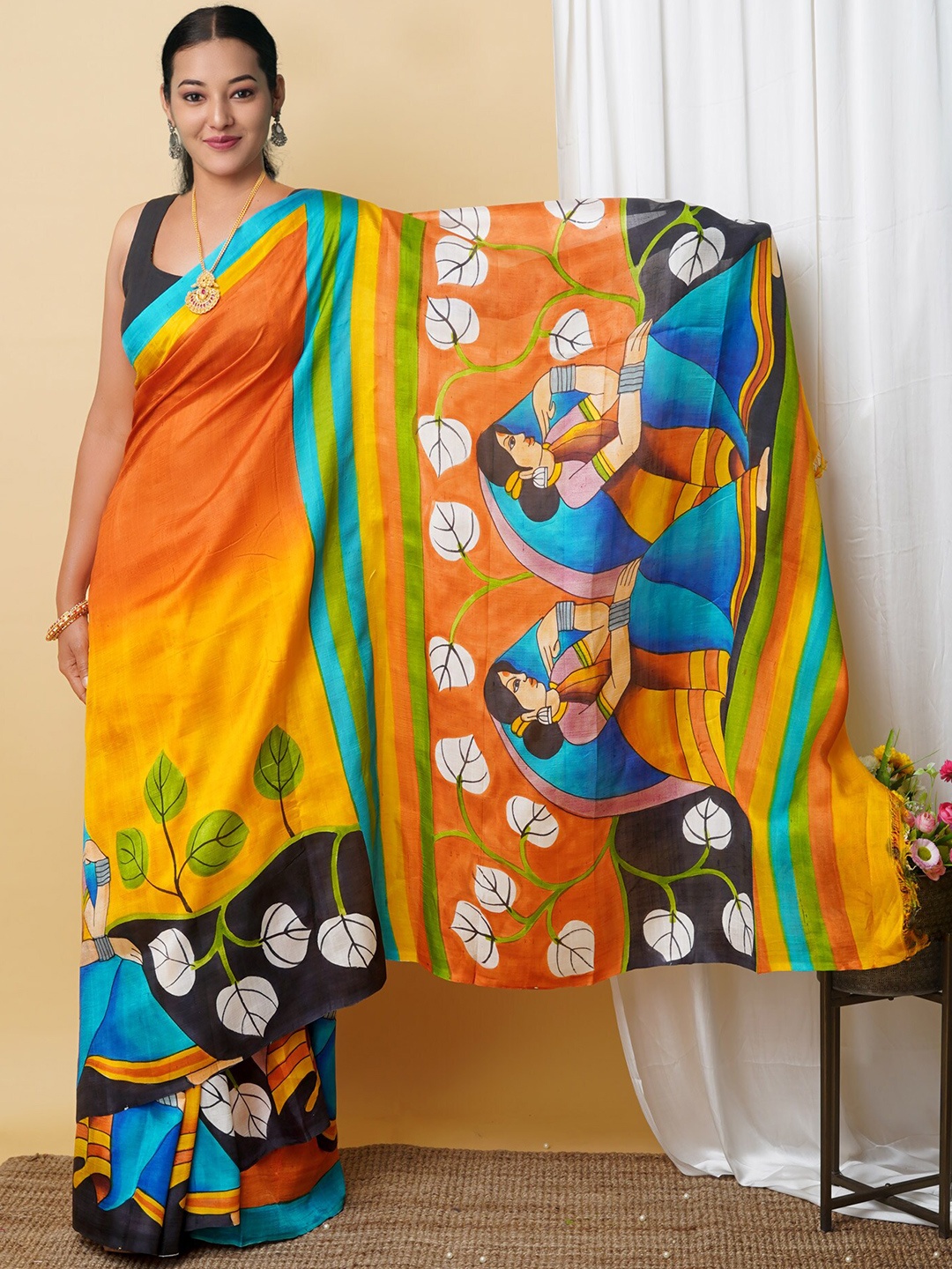 

Unnati Silks Ethnic Motifs Pure Silk Handloom Murshidabad silk Saree, Yellow
