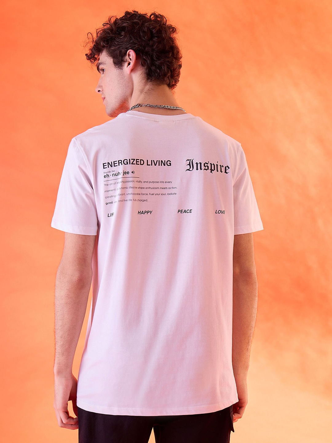 

EDRIO Typography Printed Cotton T-Shirt, White
