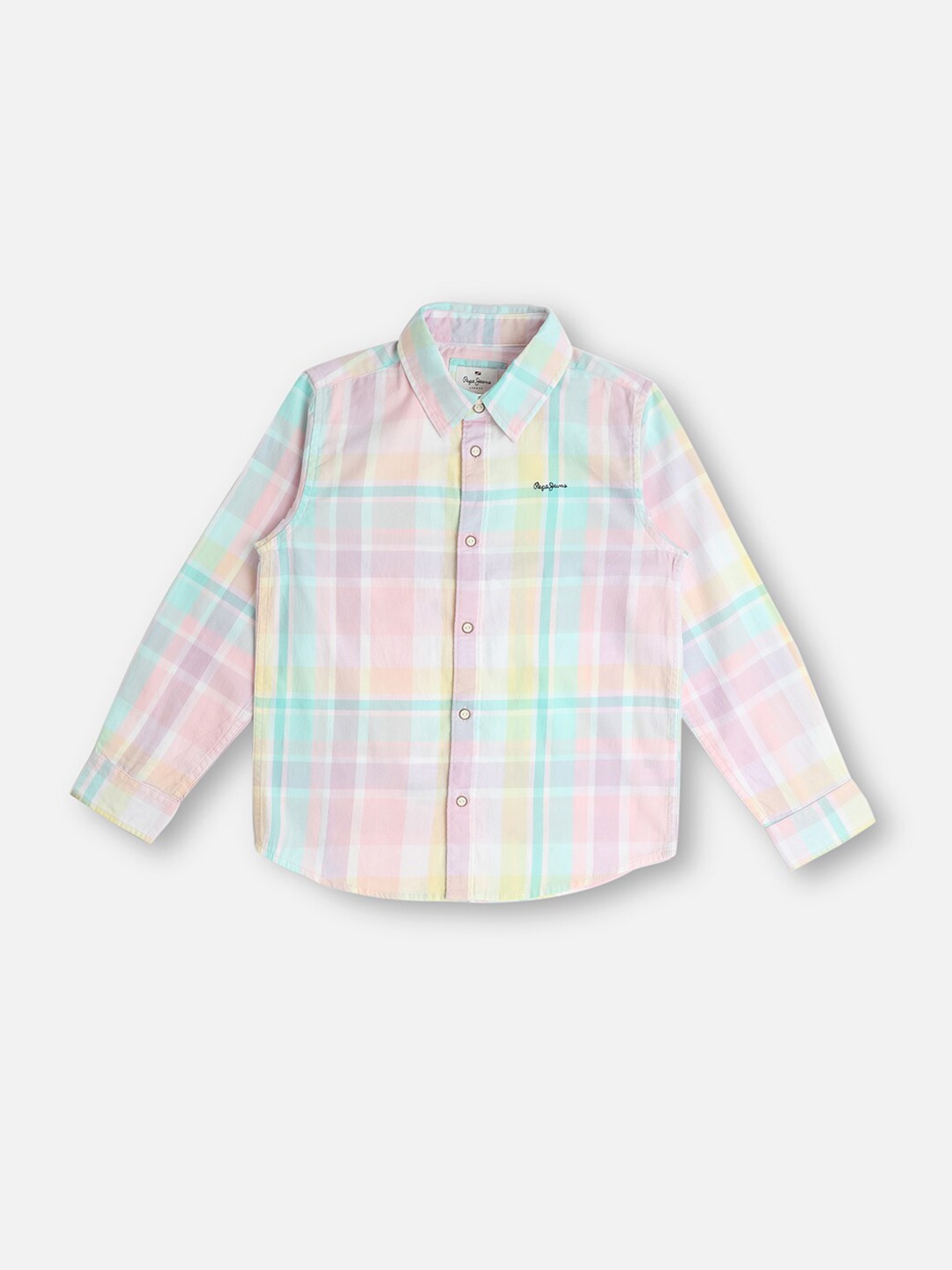 

Pepe Jeans Boys Tartan Checks Spread Collar Twill Cotton Casual Shirt, Pink