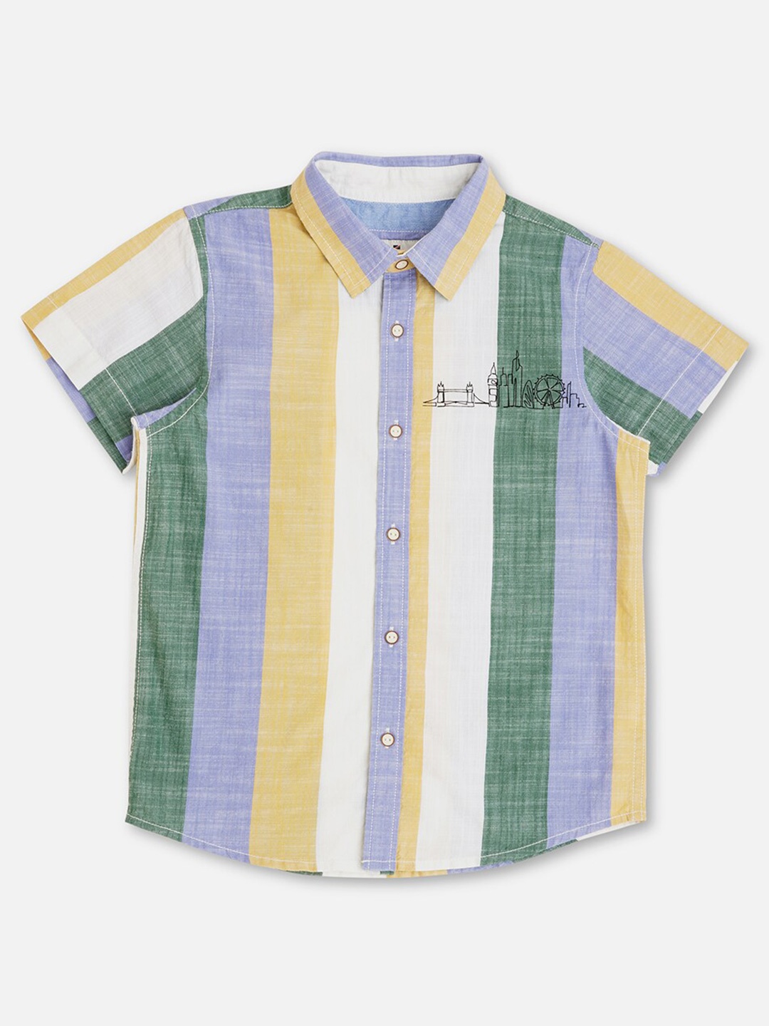 

Pepe Jeans Boys Vertical Striped Pure Cotton Casual Shirt, Yellow