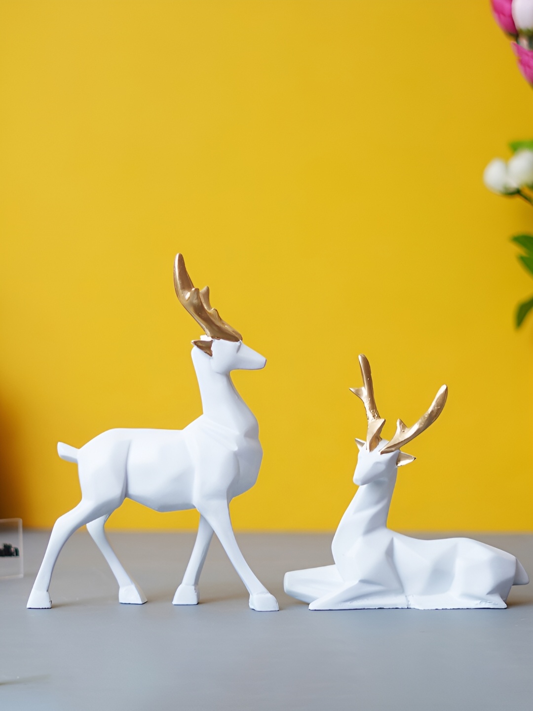 

eCraftIndia White 2 Pieces Small Figurine Showpiece