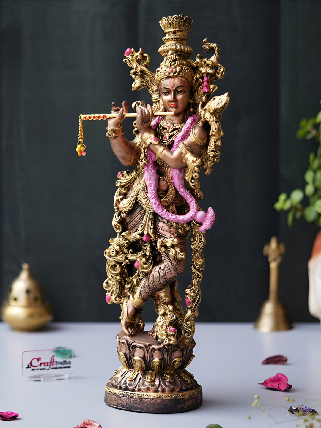 

eCraftIndia Gold-Toned Religious Figurine Showpiece