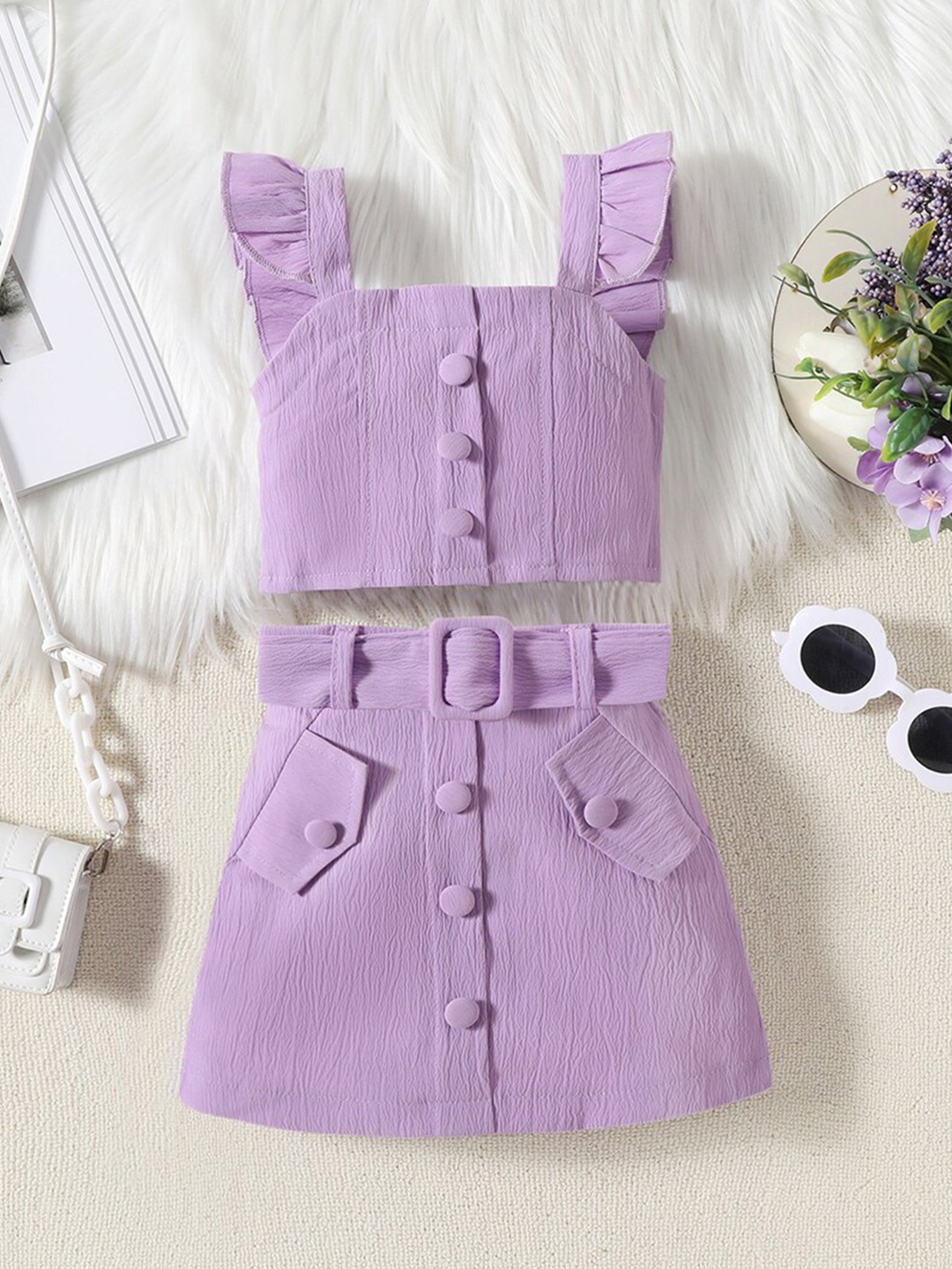 

INCLUD Girls Top With Skirt, Purple