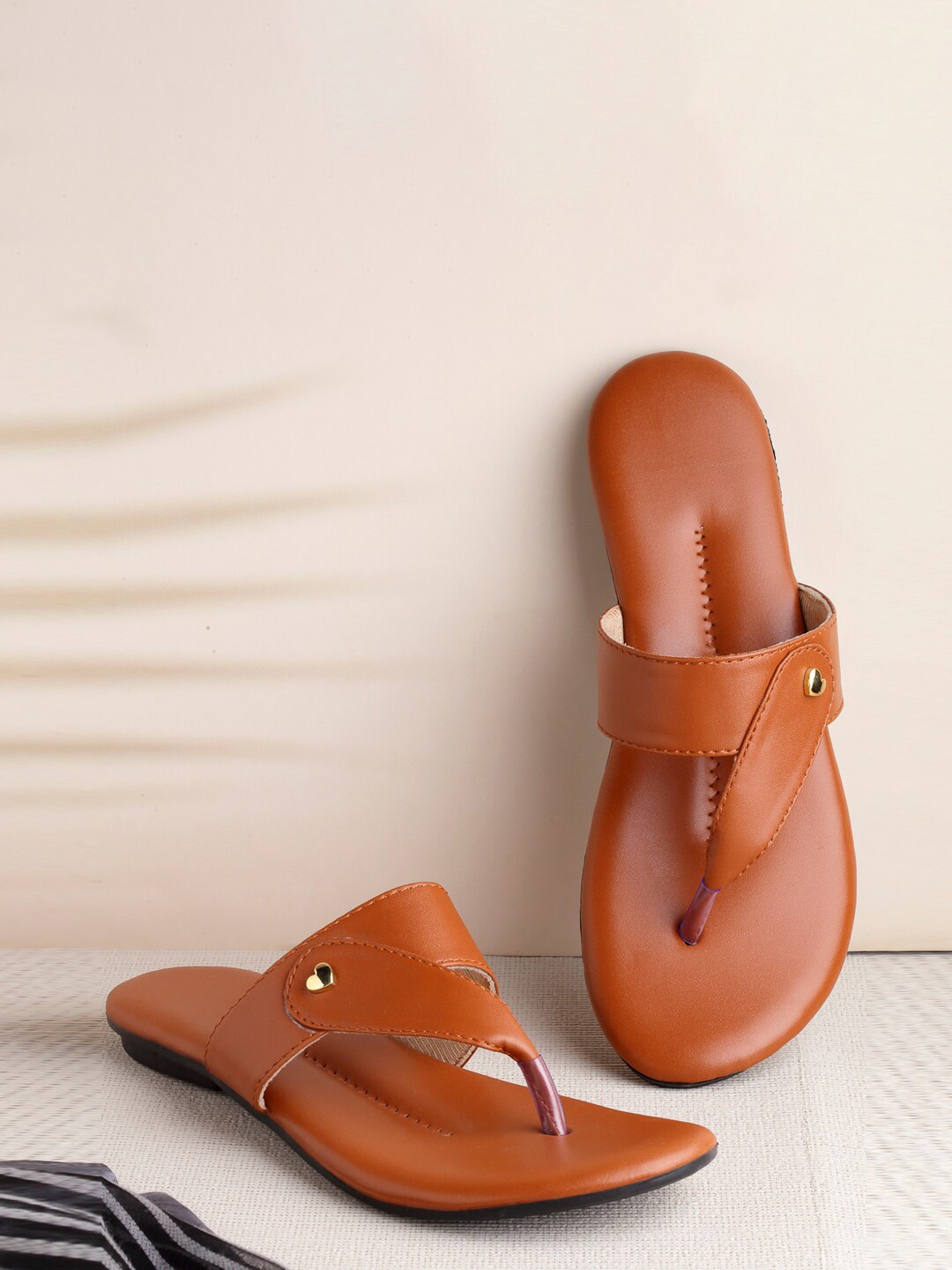 

DEAS Embellished Open Toe Flats, Brown
