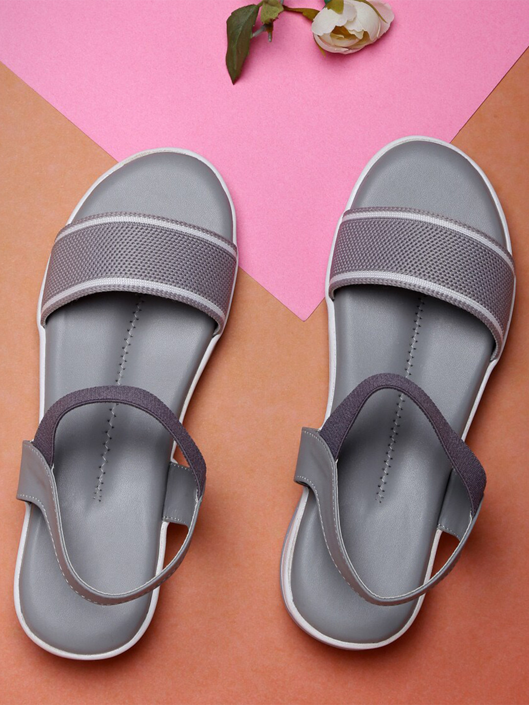 

DEAS Textured Open Toe Flats, Grey