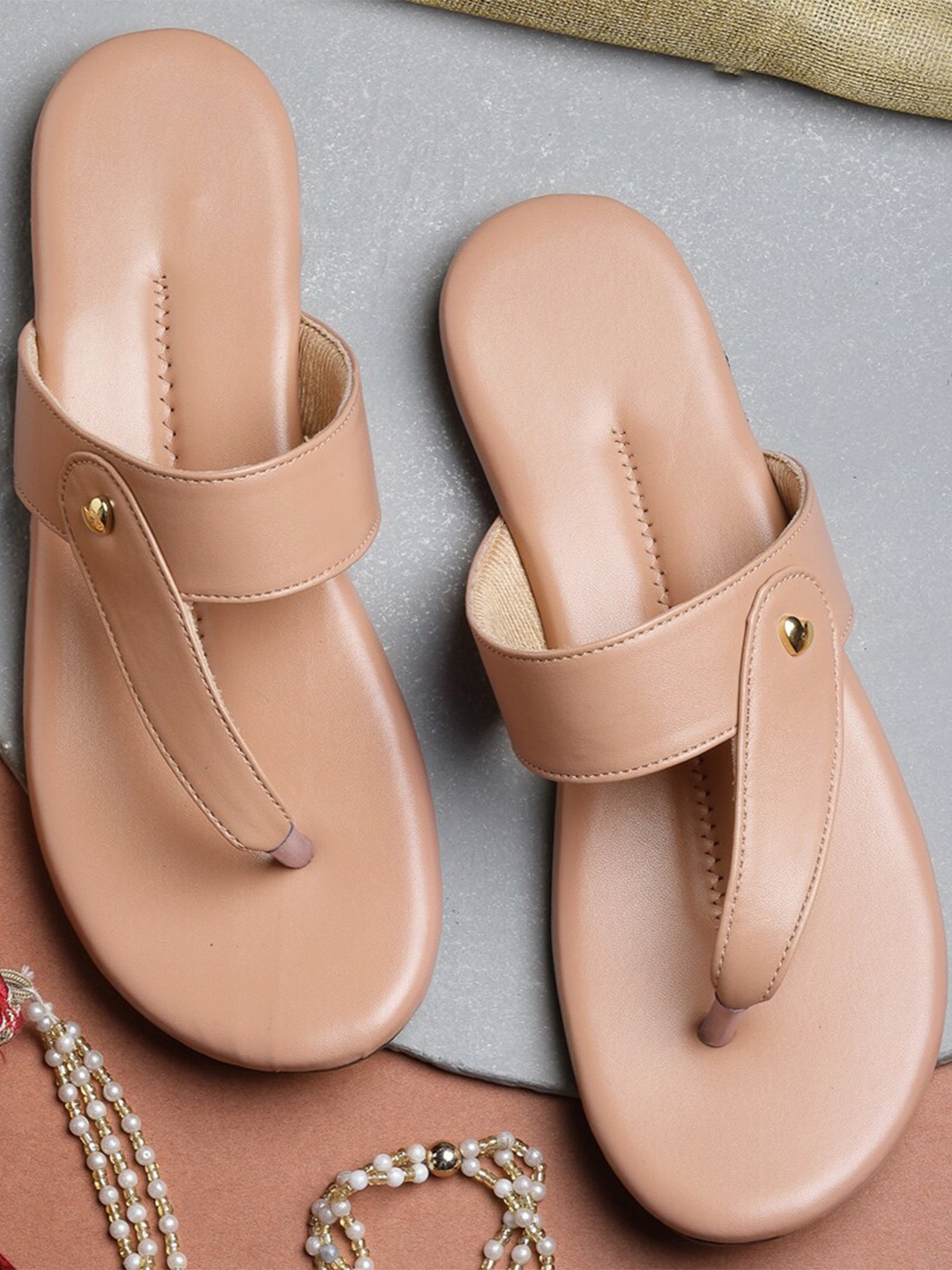 

DEAS Open Toe Flats, Peach