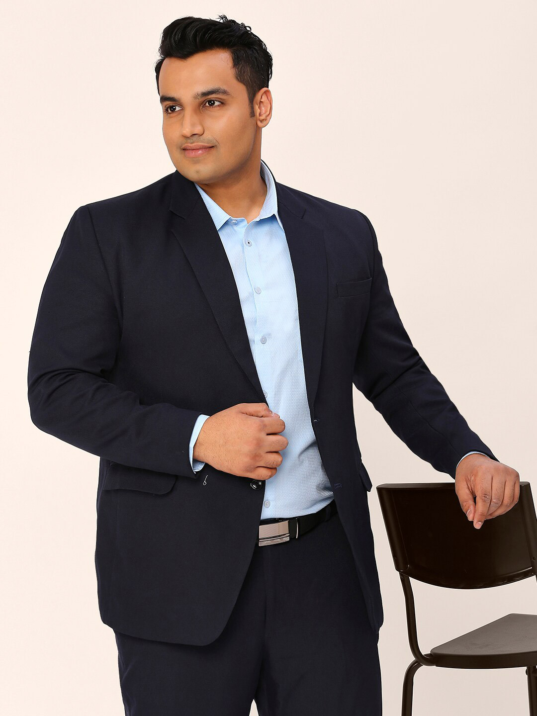 

Sztori Plus Size Relaxed Opaque Cotton Formal Shirt, Blue