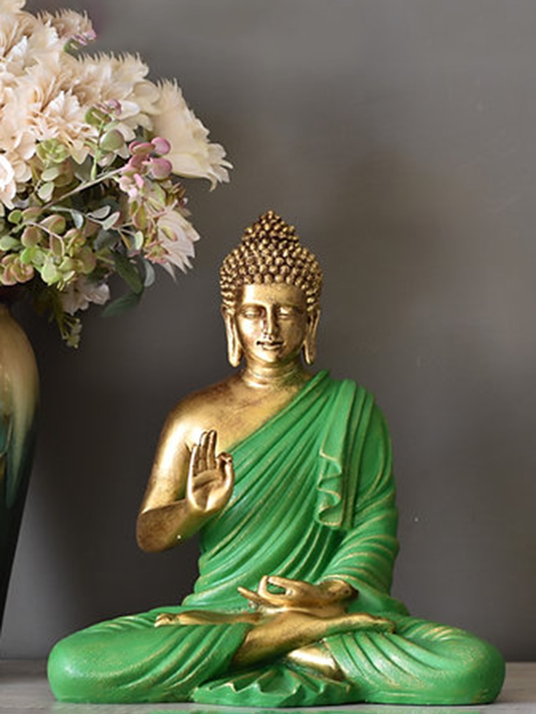 

SANKALAN CREATIONS Brown & Green Buddha Idol Showpiece