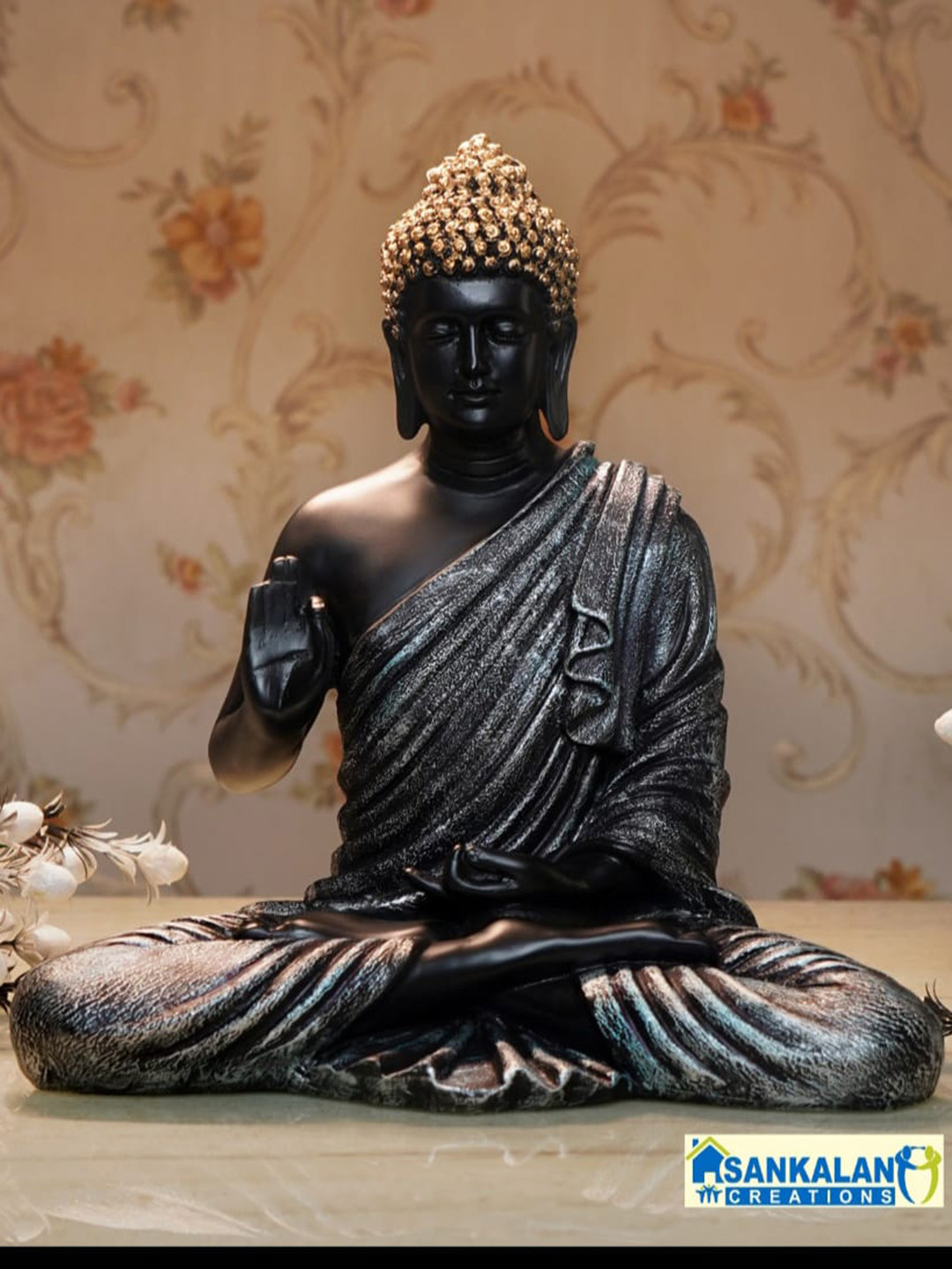 

SANKALAN CREATIONS Black Buddha Idol Showpiece