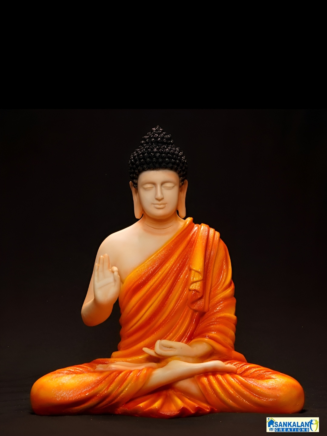 

SANKALAN CREATIONS Orange Buddha Figurine Showpiece