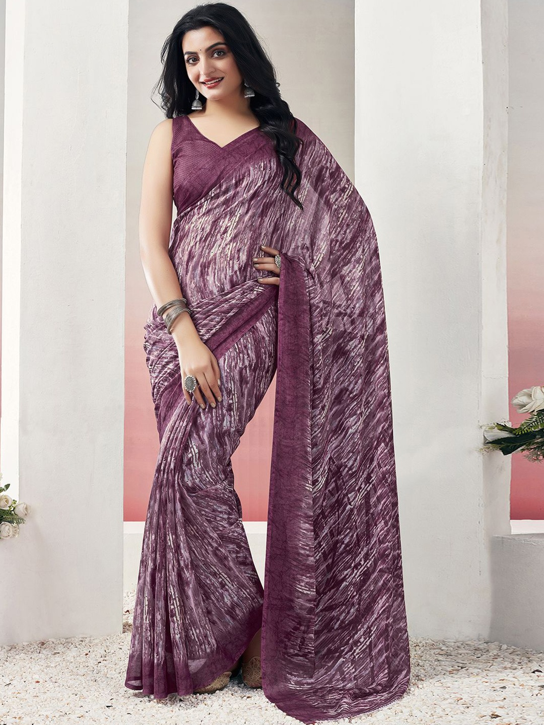 

KALINI Abstract Printed Saree, Pink