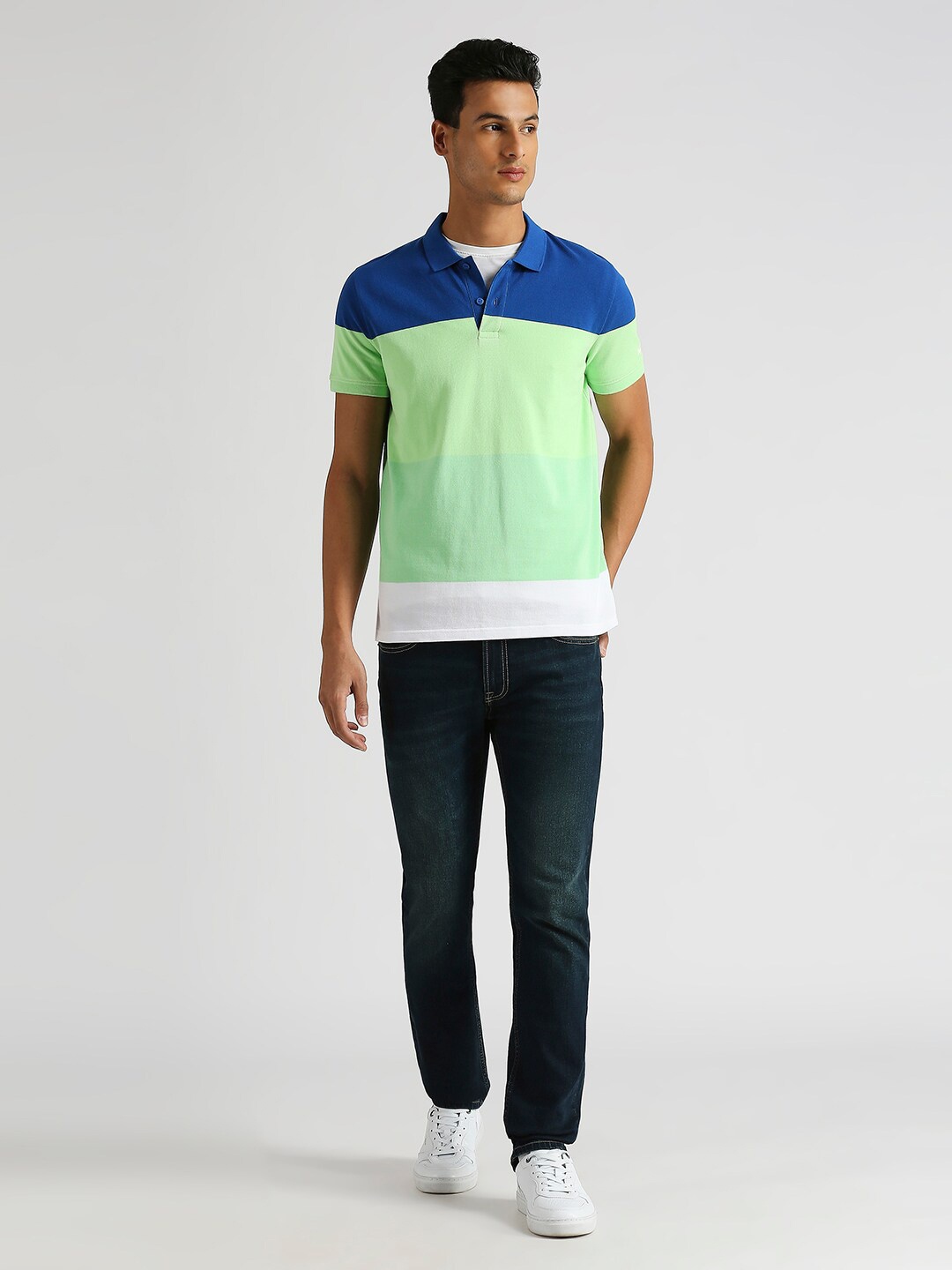 

Pepe Jeans Colourblocked Polo Collar Pure Cotton T-shirt, Green