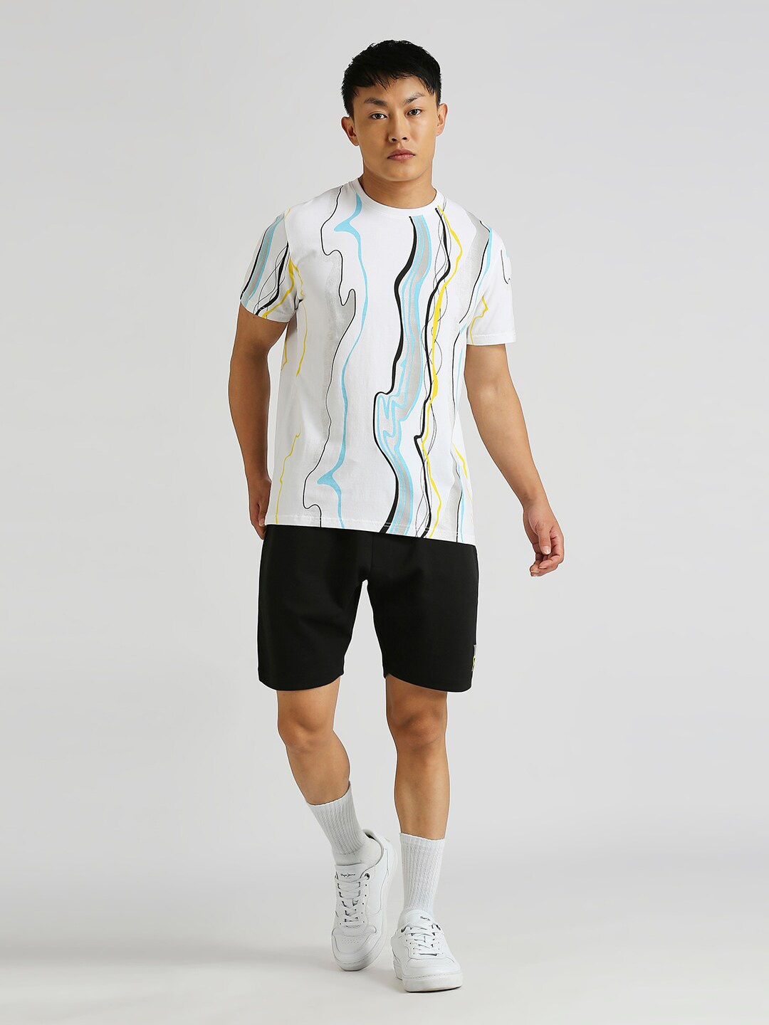 

Pepe Jeans Abstract Printed Round Neck Short Sleeves Slim Fit T-shirt, White