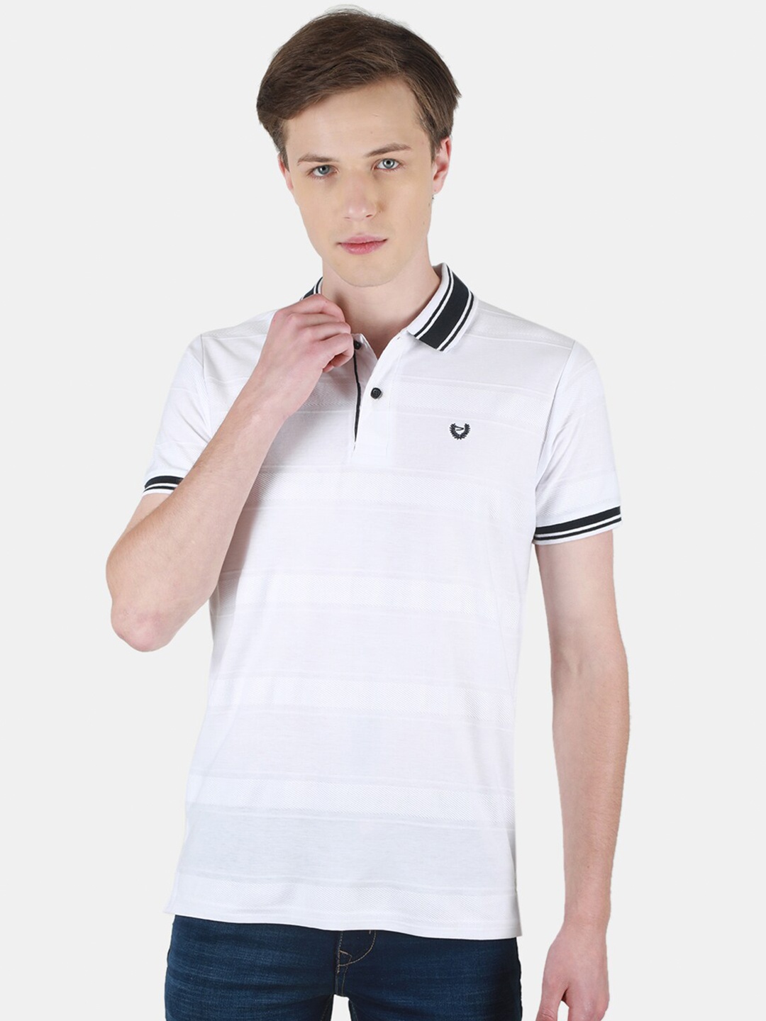 

Duke Printed Polo Collar Slim Fit Cotton T-shirt, White