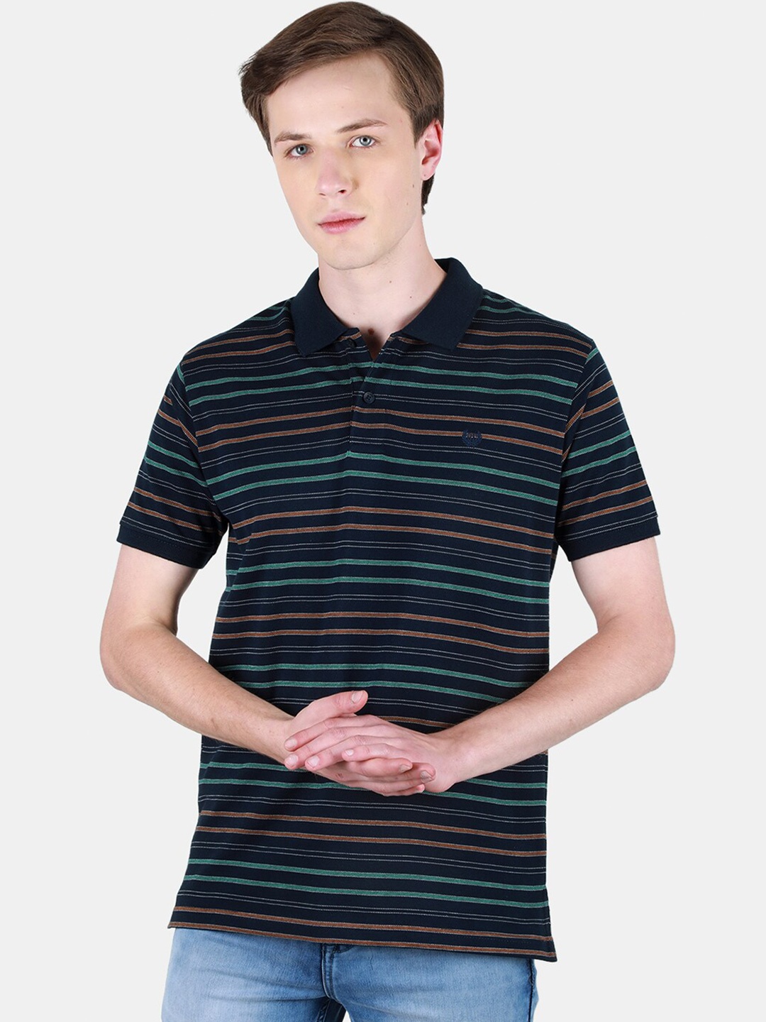 

Duke Striped Polo Collar Cotton Slim Fit T-shirt, Blue