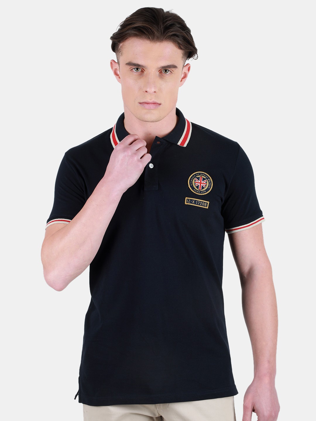 

Duke Polo Collar Short Sleeves Cotton Slim Fit T-shirt, Blue