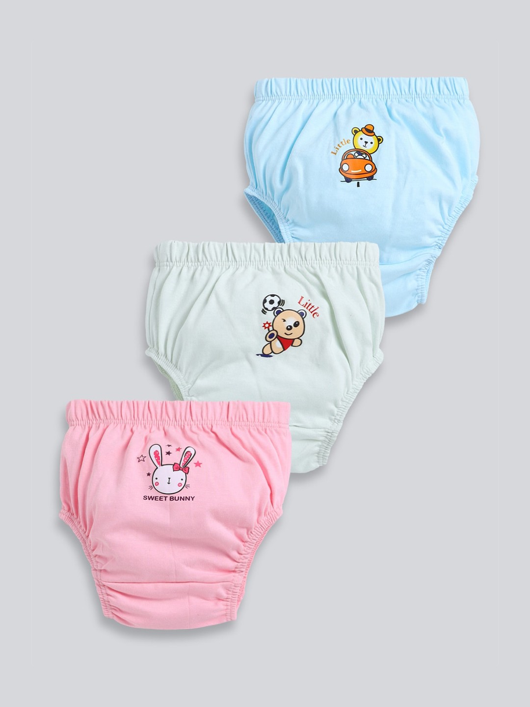 

MooNKids Pack Of 3 Printed Cotton Briefs, Blue