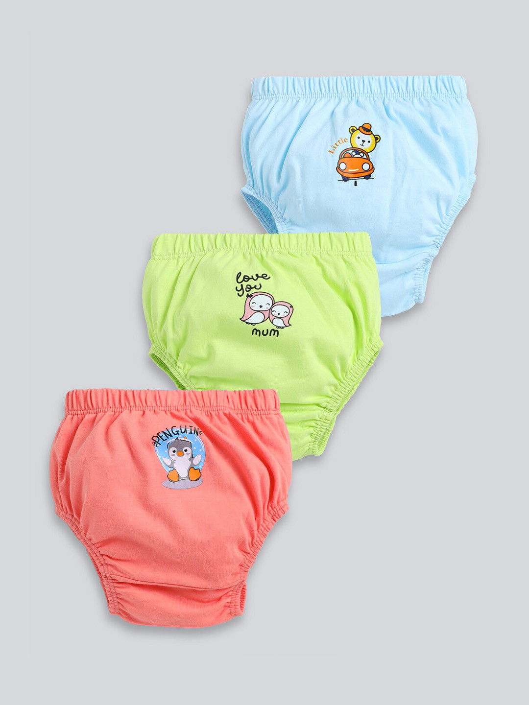 

MooNKids Kids Pack Of 3 Printed Cotton Basic Briefs, Blue