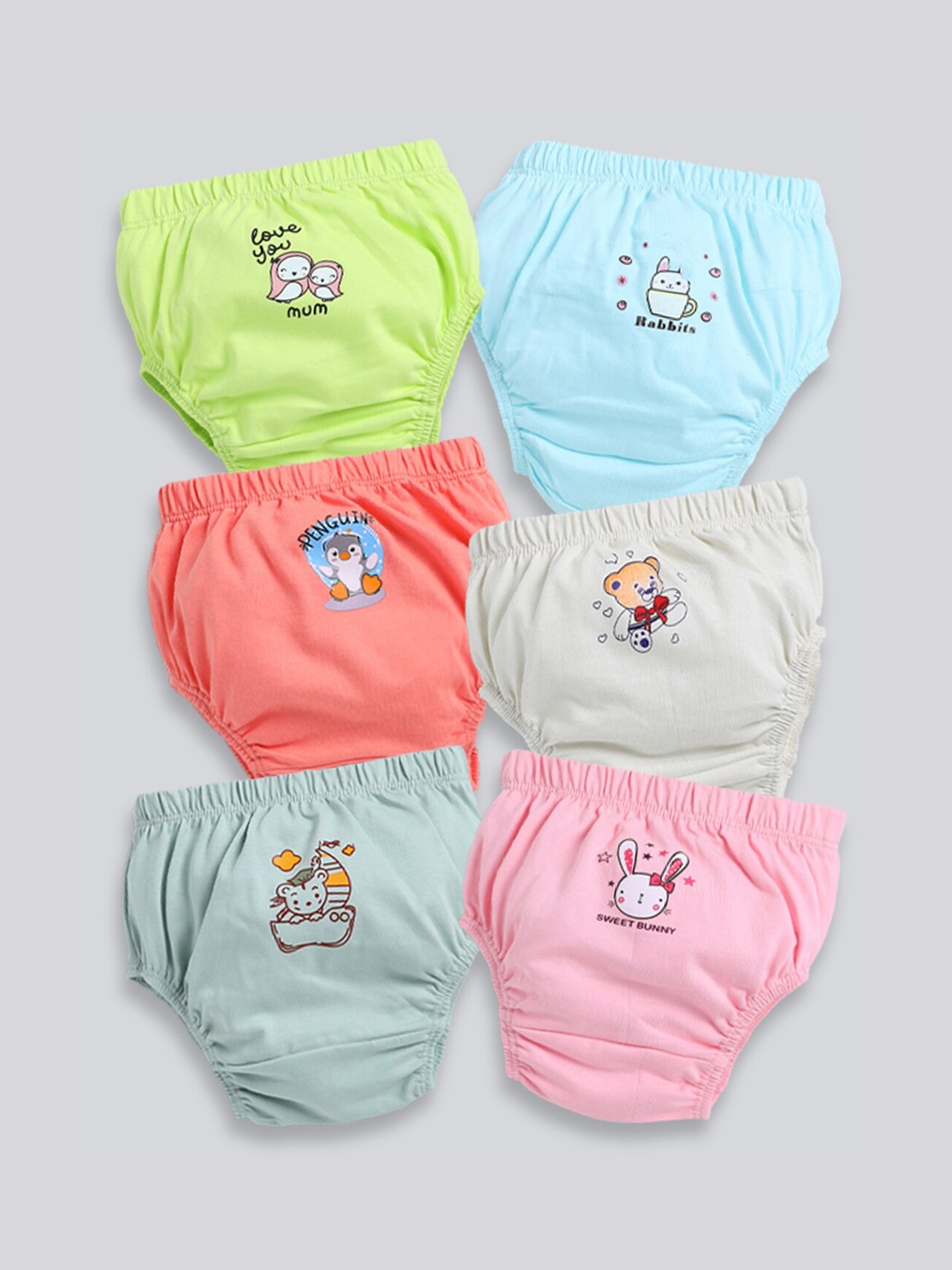 

MooNKids Kids Pack Of 6 Printed Cotton Basic Briefs, Pink